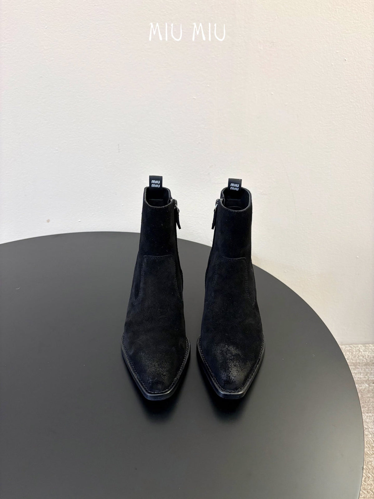 Miumiu 26s Western Ankle Boots Black Suede