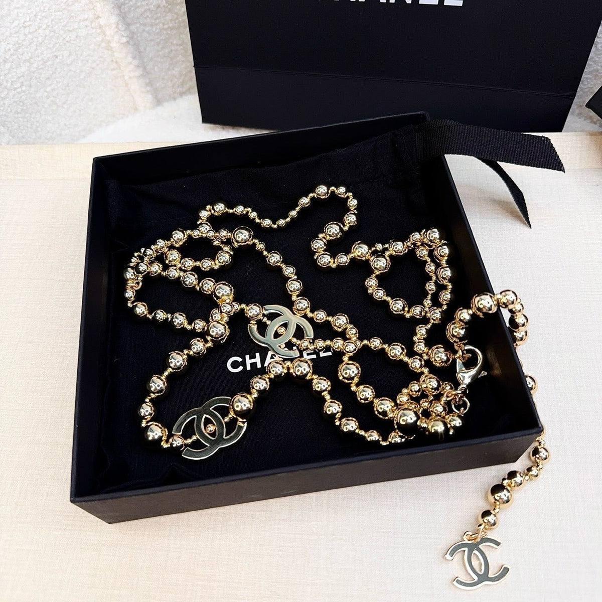 Chanel 2026 CC Logo Beaded Waist Chain Belt 217367