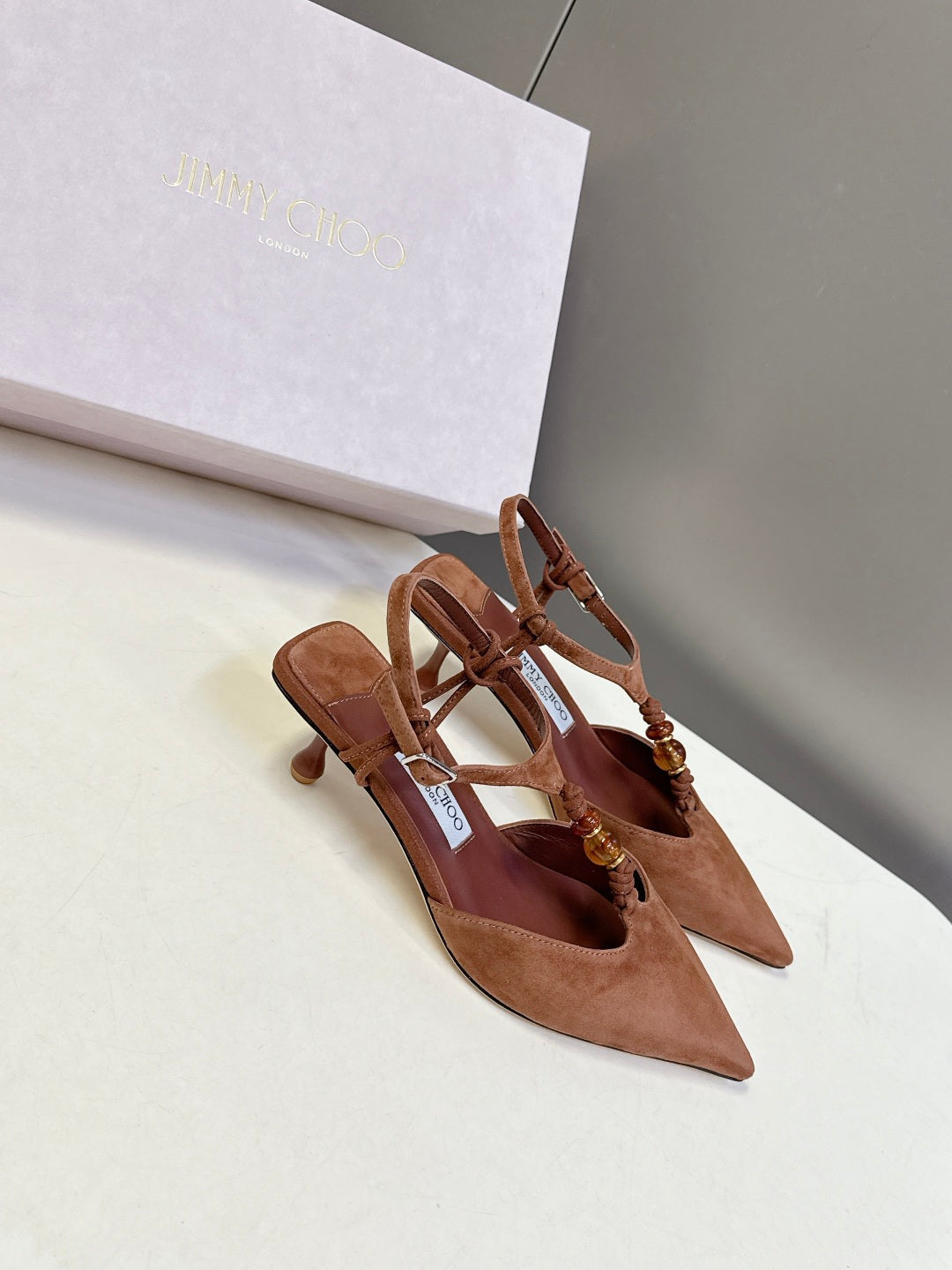 Jimmy Choo 26S High Heels 5.0cm Brown Suede 392851