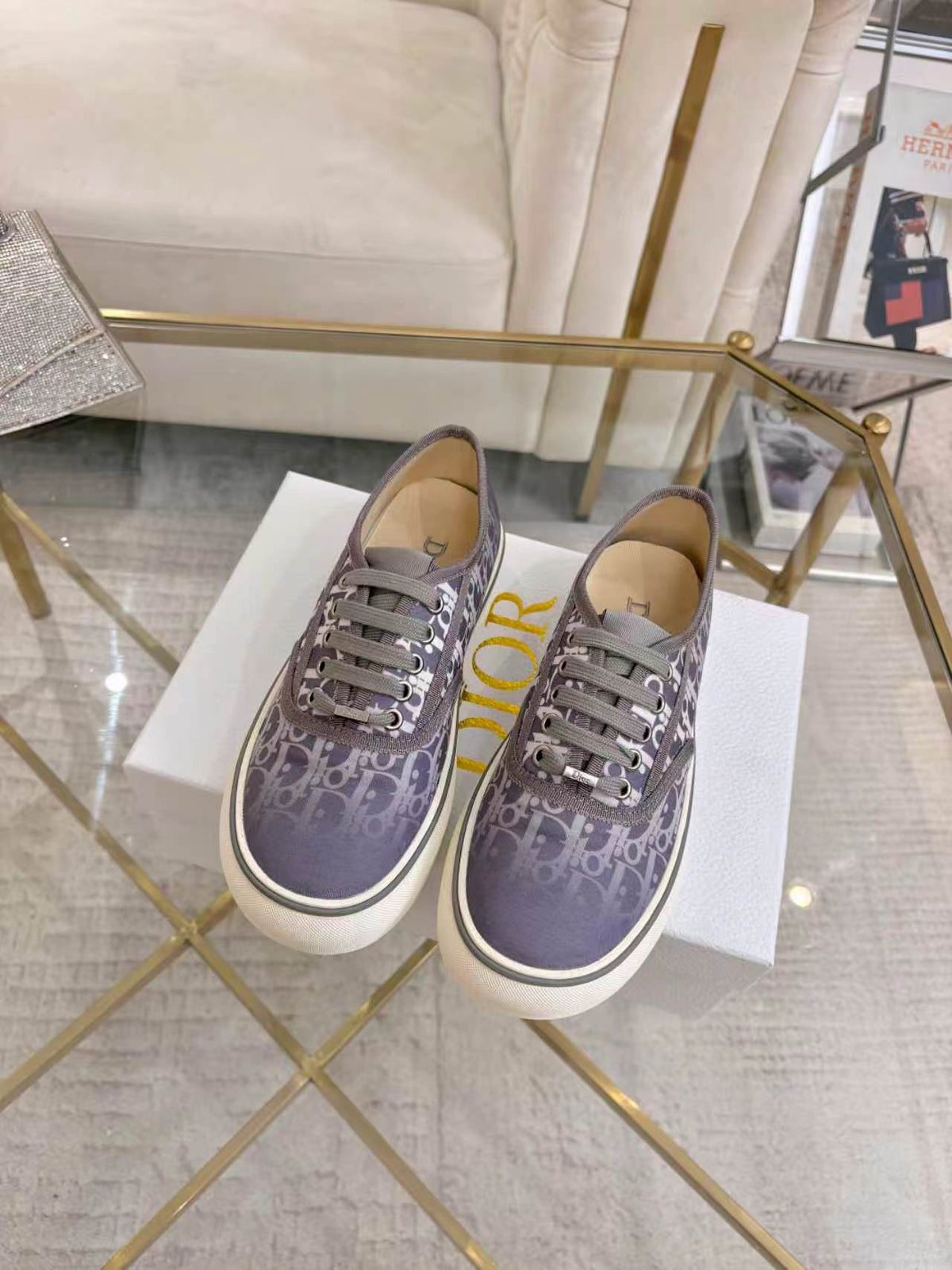 CD 26s Low Top Sneakers Light Purple Dior Oblique Canvas 619420