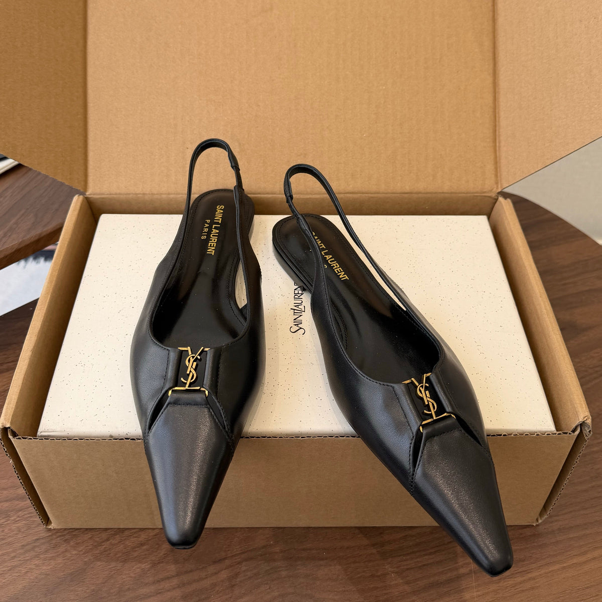 YSL Babylone Slingback Flat Sheepskin 158971