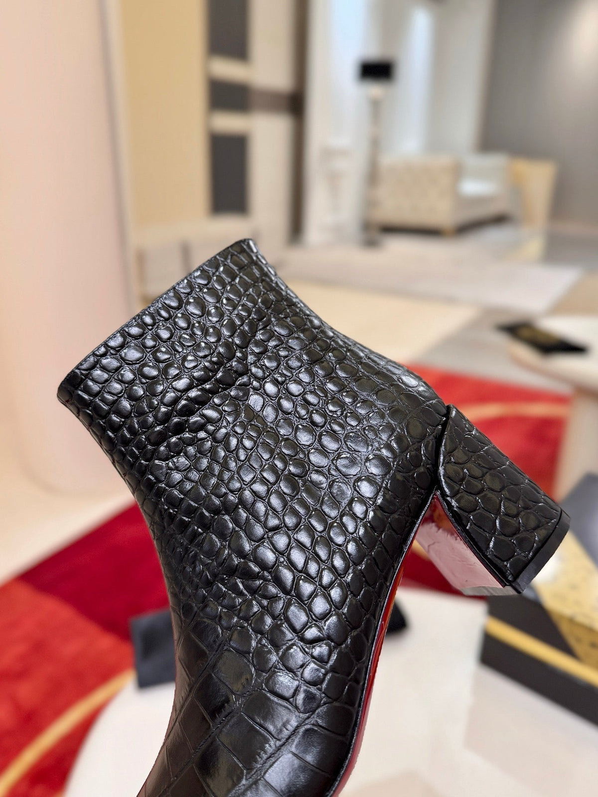 MM Block-Heel Ankle Boots 5.5cm Heel Stone-Grain Calfskin 153156