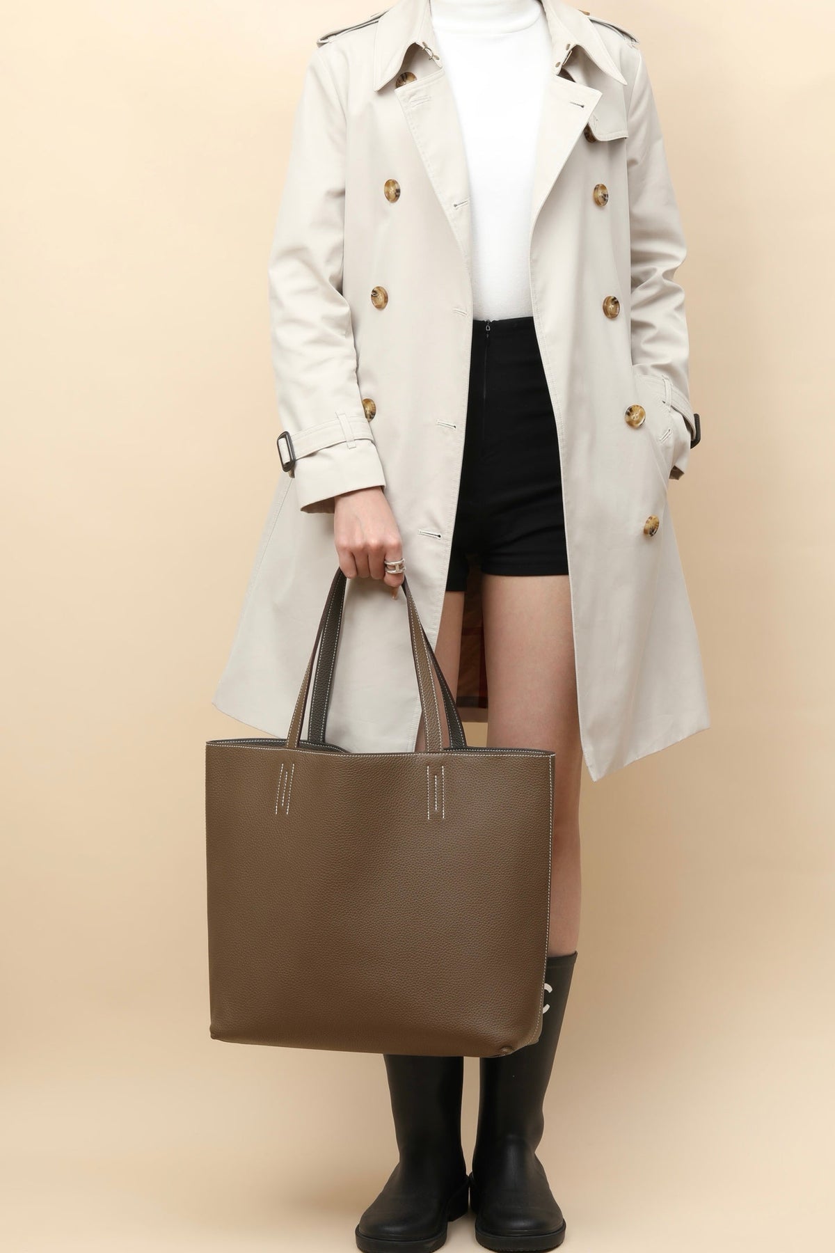 High-end Hermes 2026 Double Sens Tote Bag 35cm Clemence Leather