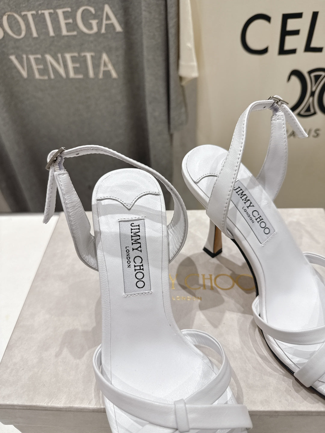 Jimmy Choo 26S High-Heeled Sandals 10.0cm White Lambskin 825194