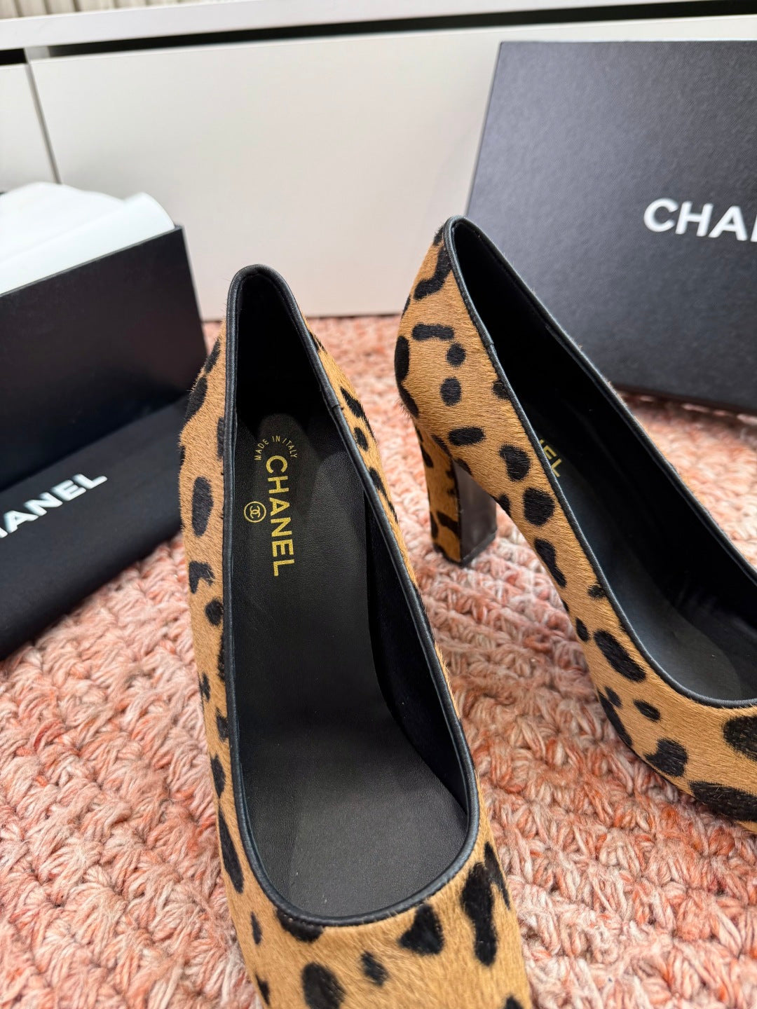 CC 26s High Heels In Brown Pony Hair With Leopard-Print