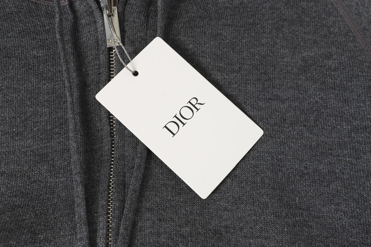 Dior 26s Reversible Hoodie Grey Blue Dior Oblique Knit Men