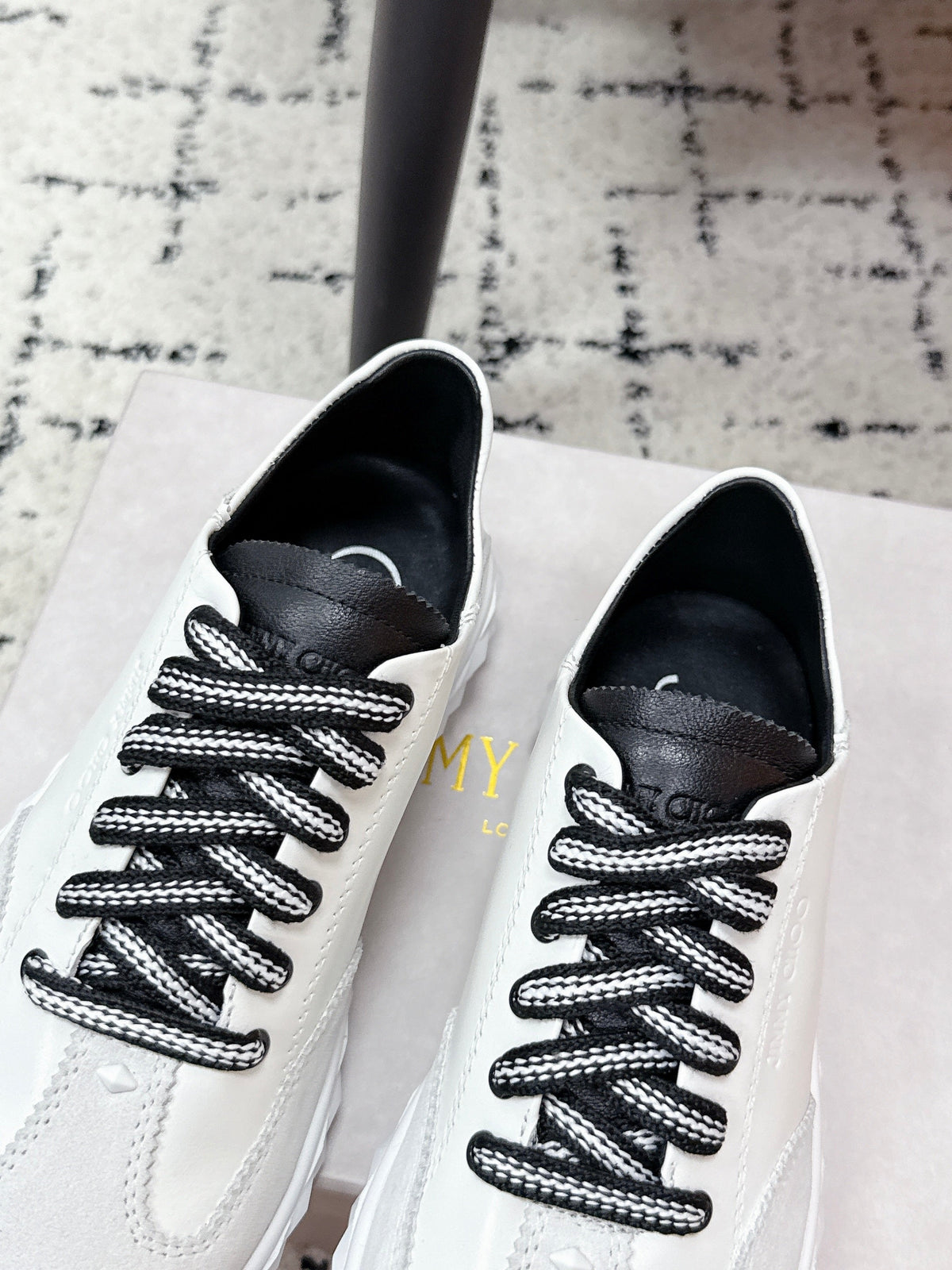 Jimmy Choo 26S Sneakers White Suede With Black Laces 714935