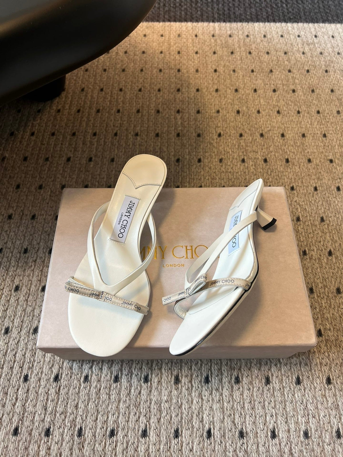 Jimmy Choo 26S Strappy Heeled Sandals White Lambskin 735194