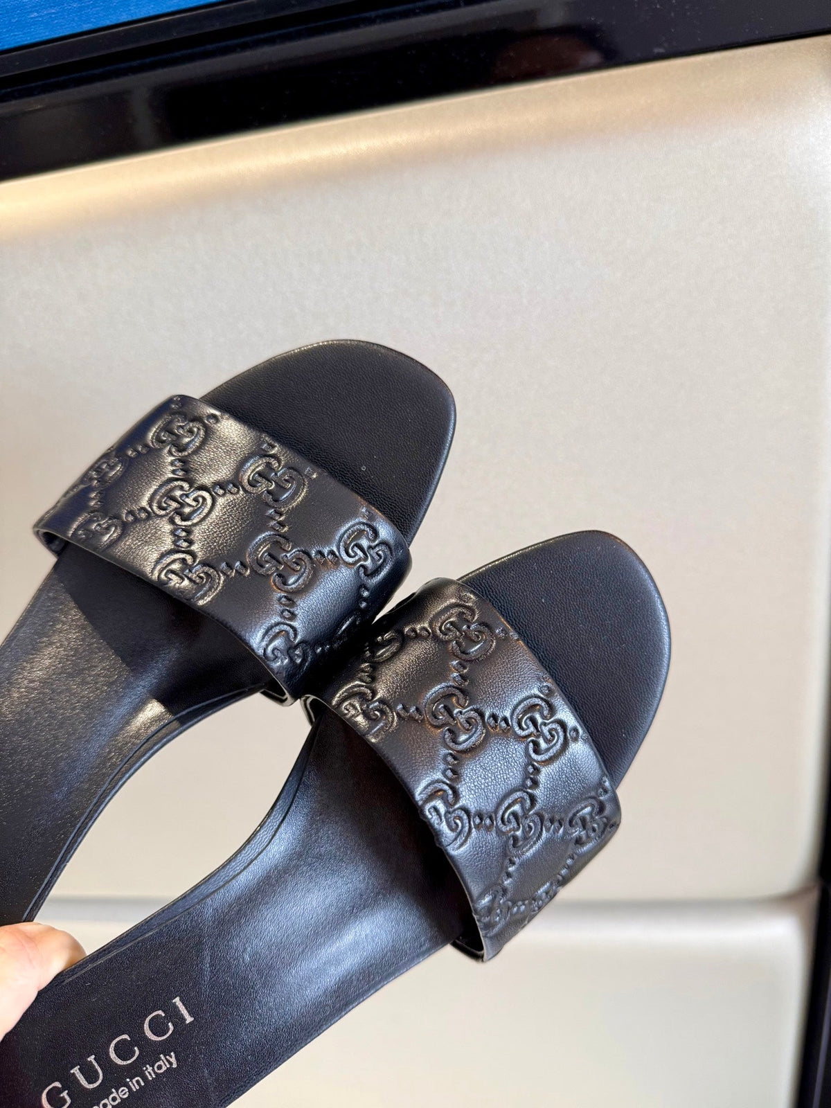 Gucci 26s Slide Sandals 5.5cm Black Calfskin