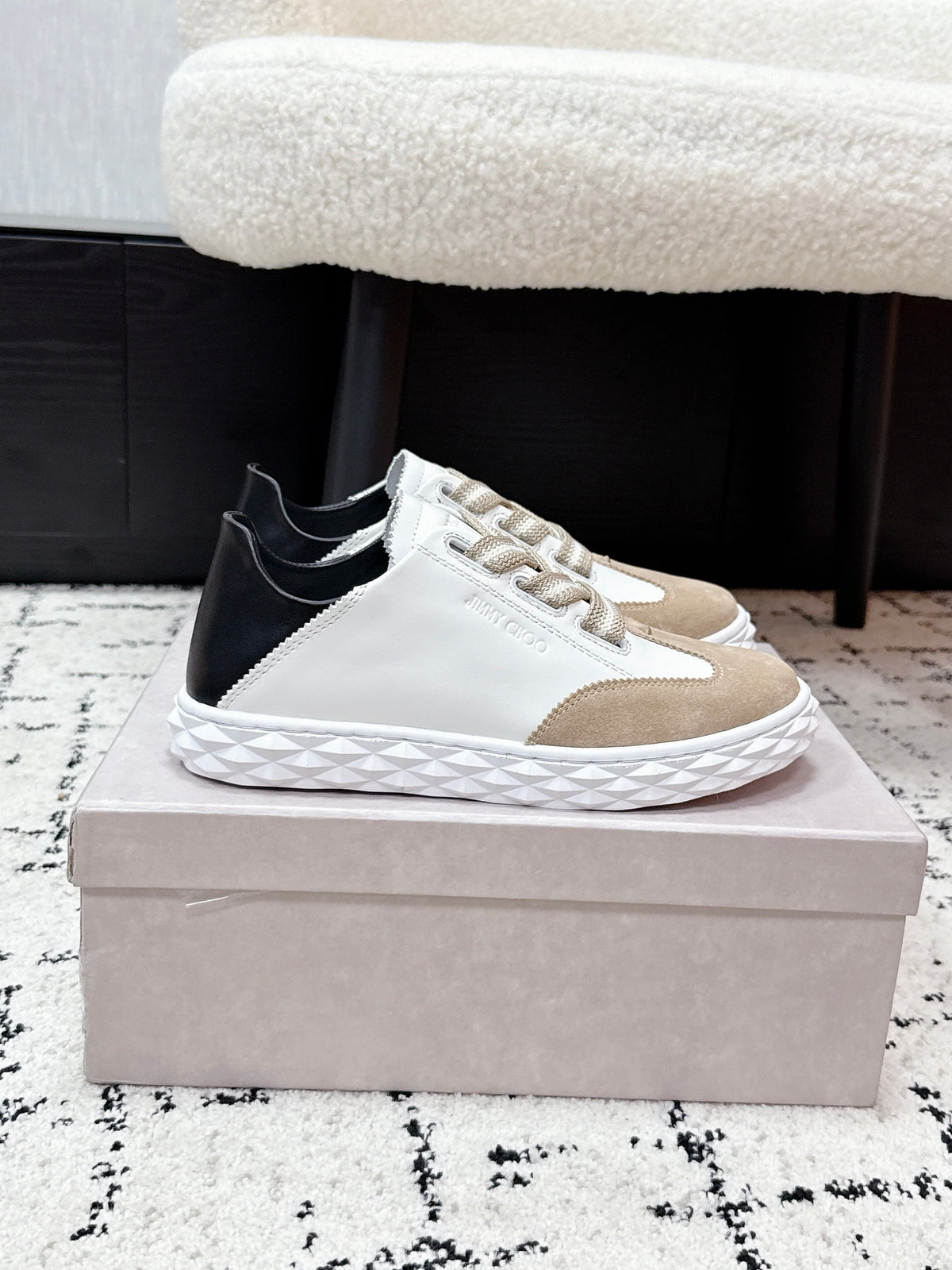 Jimmy Choo 26S Sneakers Beige Suede And White Calfskin 285401
