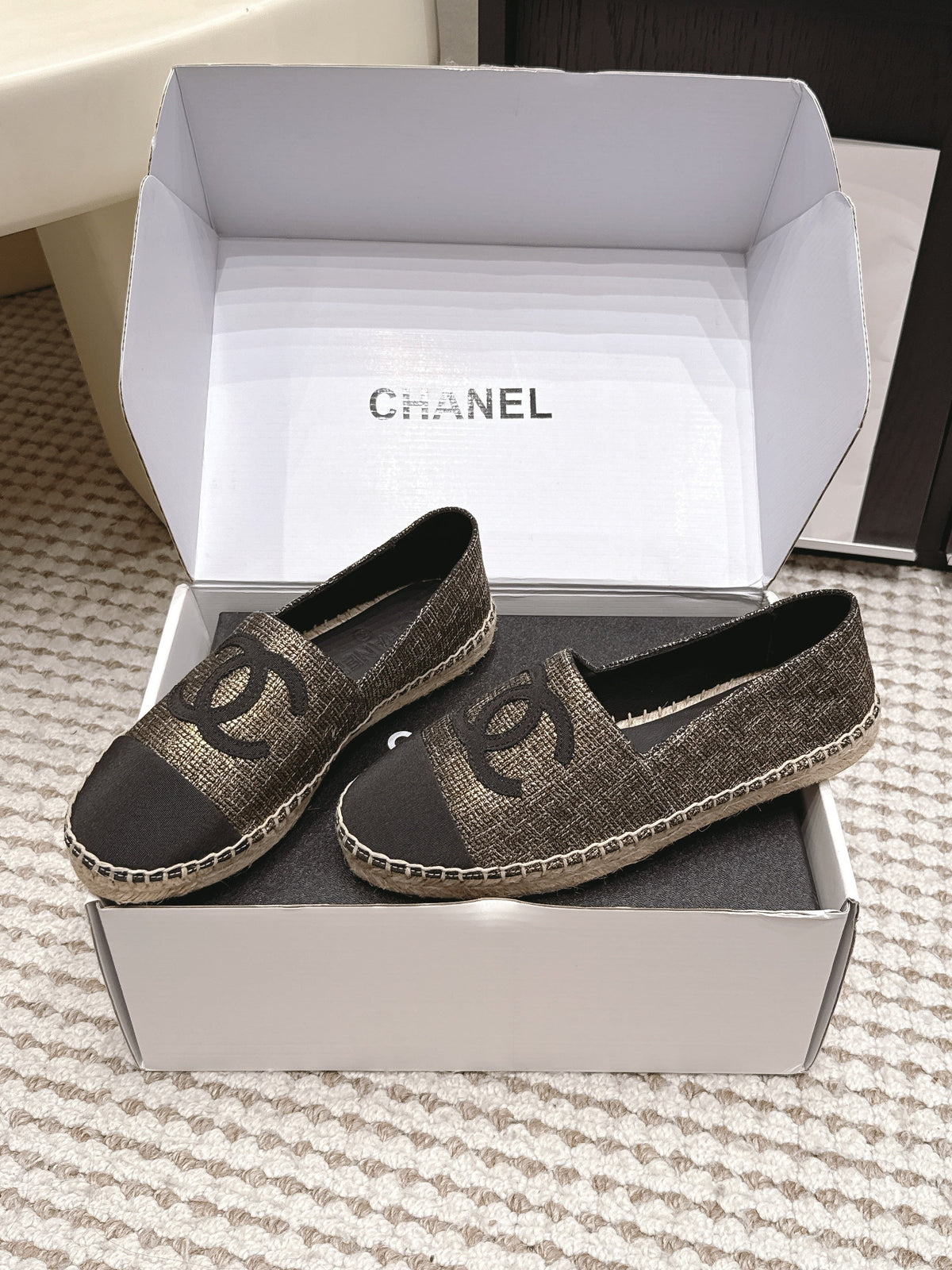 CC 26S Slip-Ons in Gold Bronze Mix Black Fabric