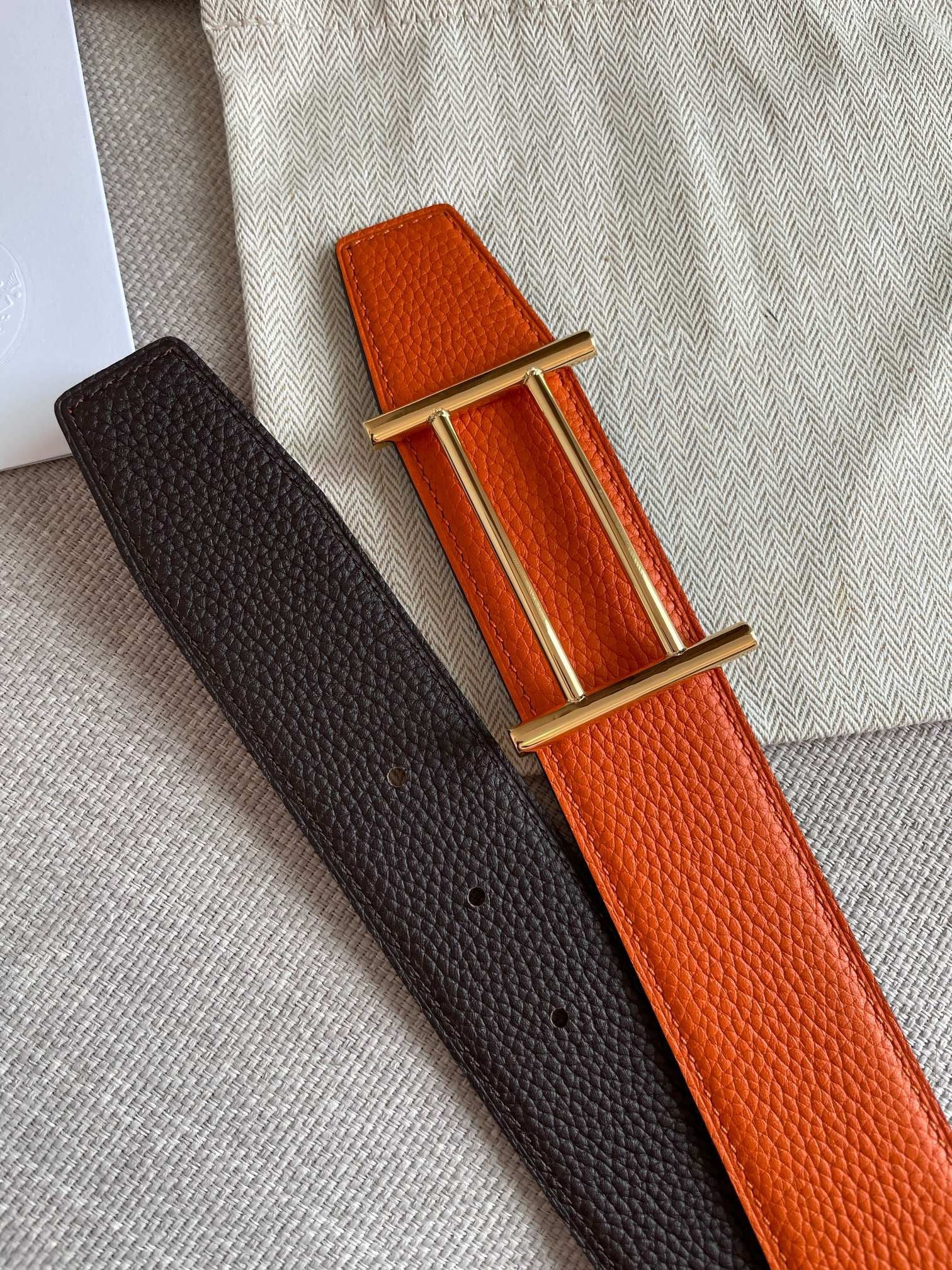 H FACE RIVERSIBLE SKIN TWO SIDES ORANGE BROWN 3.8CM