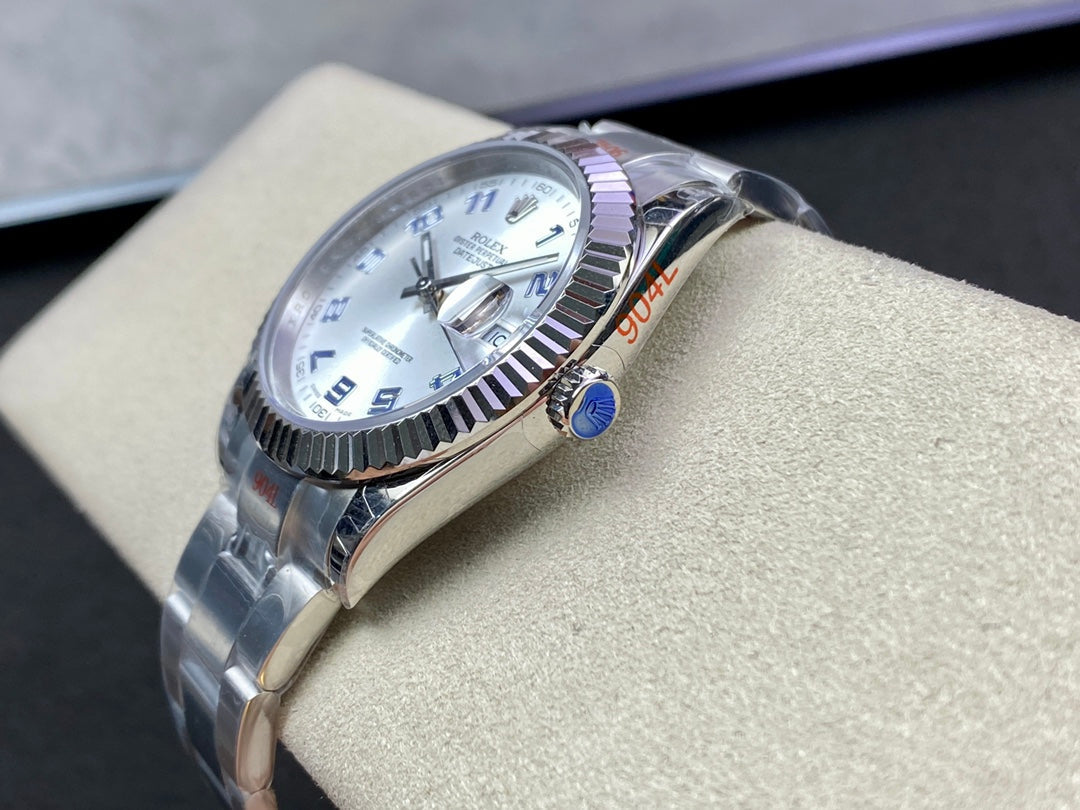 DATEJUST 41 LIGHT BLUE NUMERALS SILVER CASE