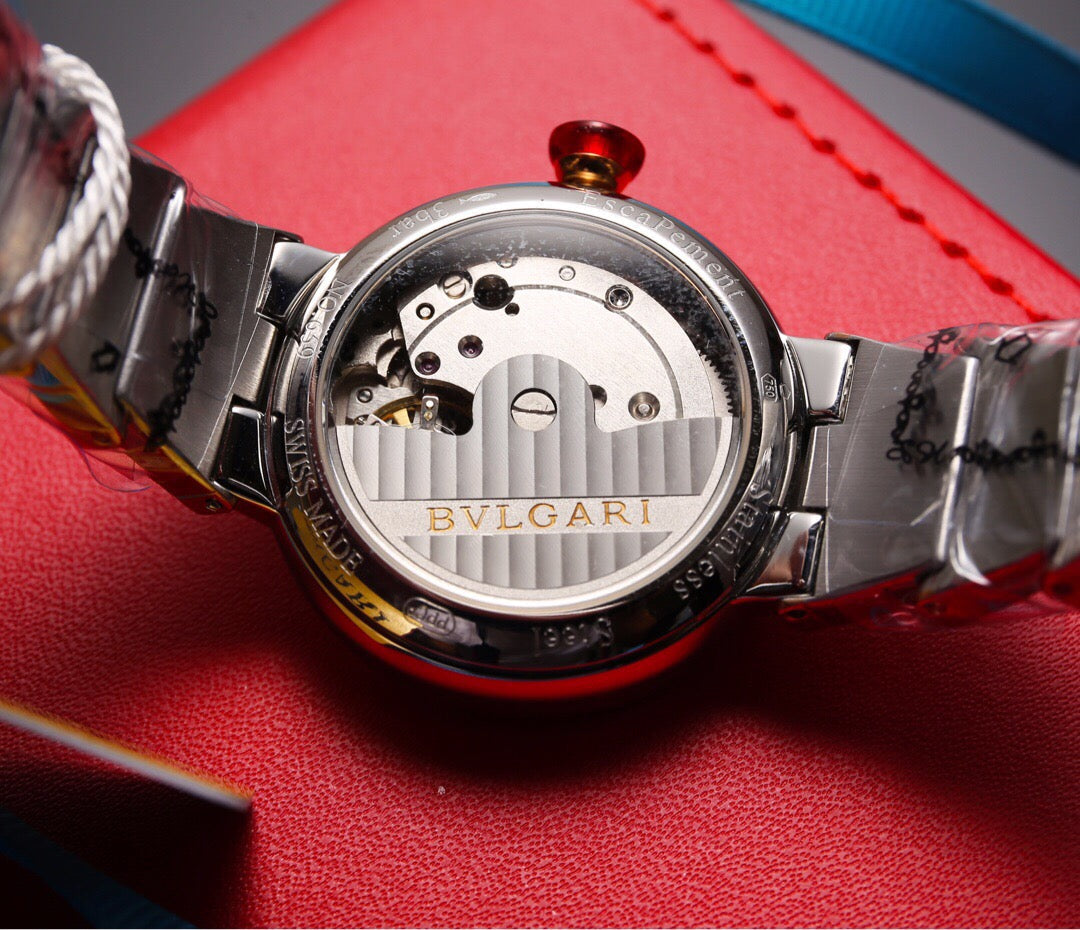 BVL LVCEA 33 PINK GOLD STEEL RED DIAL