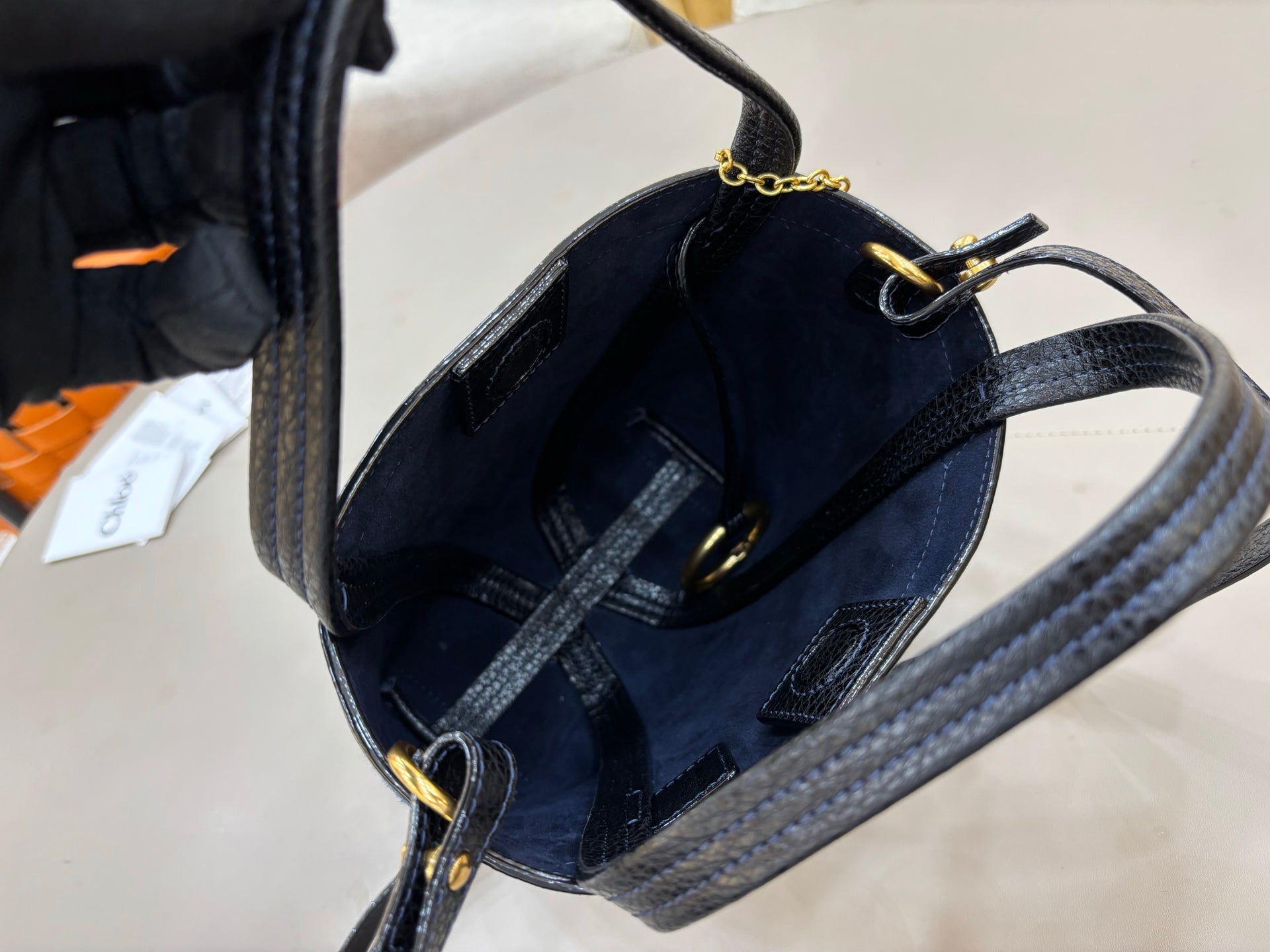 Chloe Spin Tote Bag Small 18cm Blue Denim Calfskin 272221