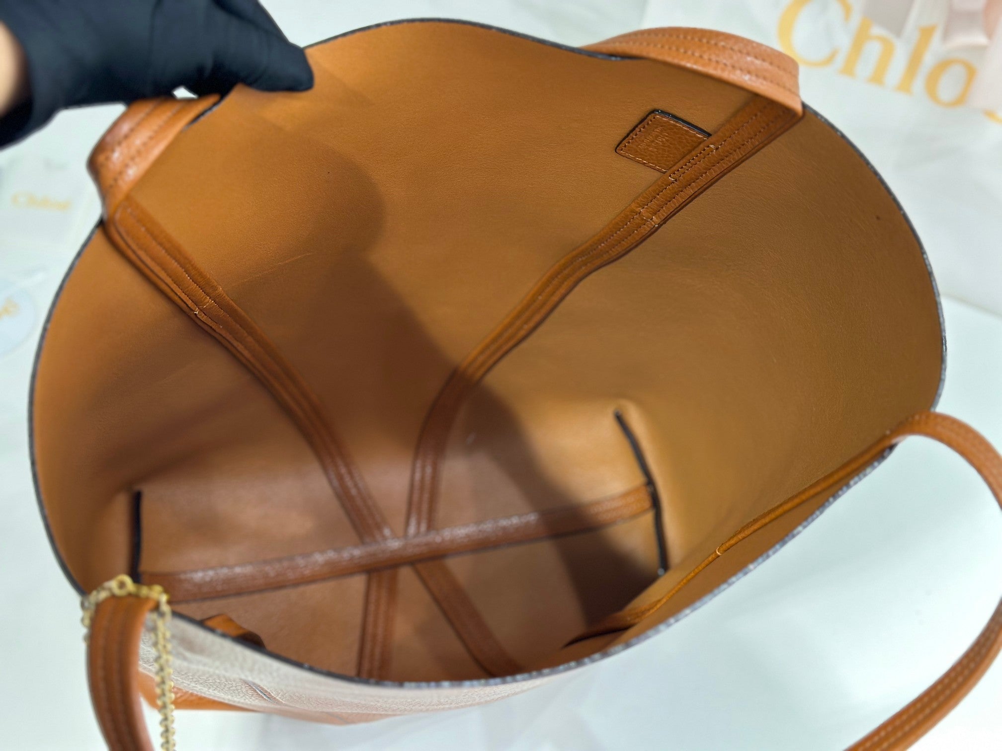 Chloe Spin Tote Bag Large 35cm Brown Calfskin 272217