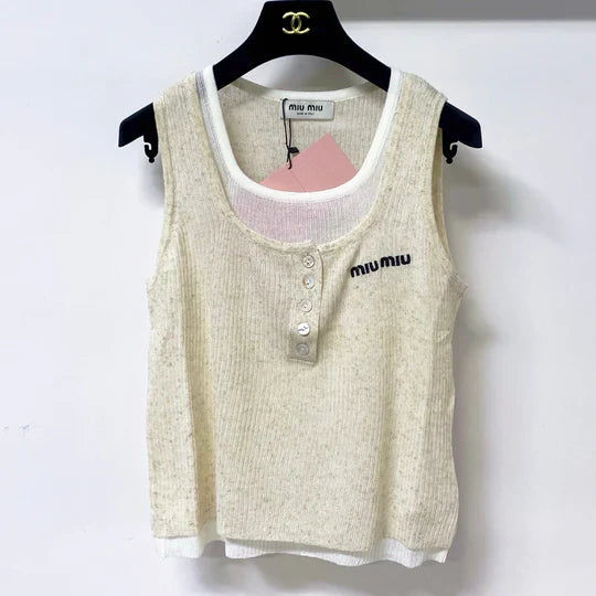 Miu Miu Vest Beige in Wool 305870