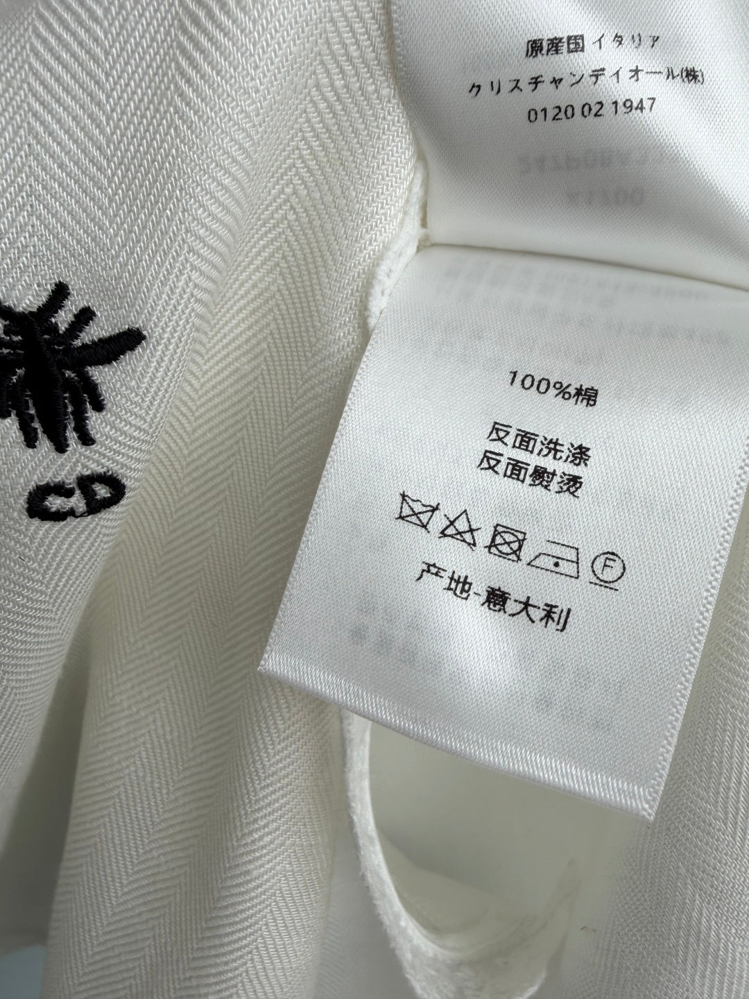 CD 26 Lace Stand Collar Shirt White in Cotton 379094