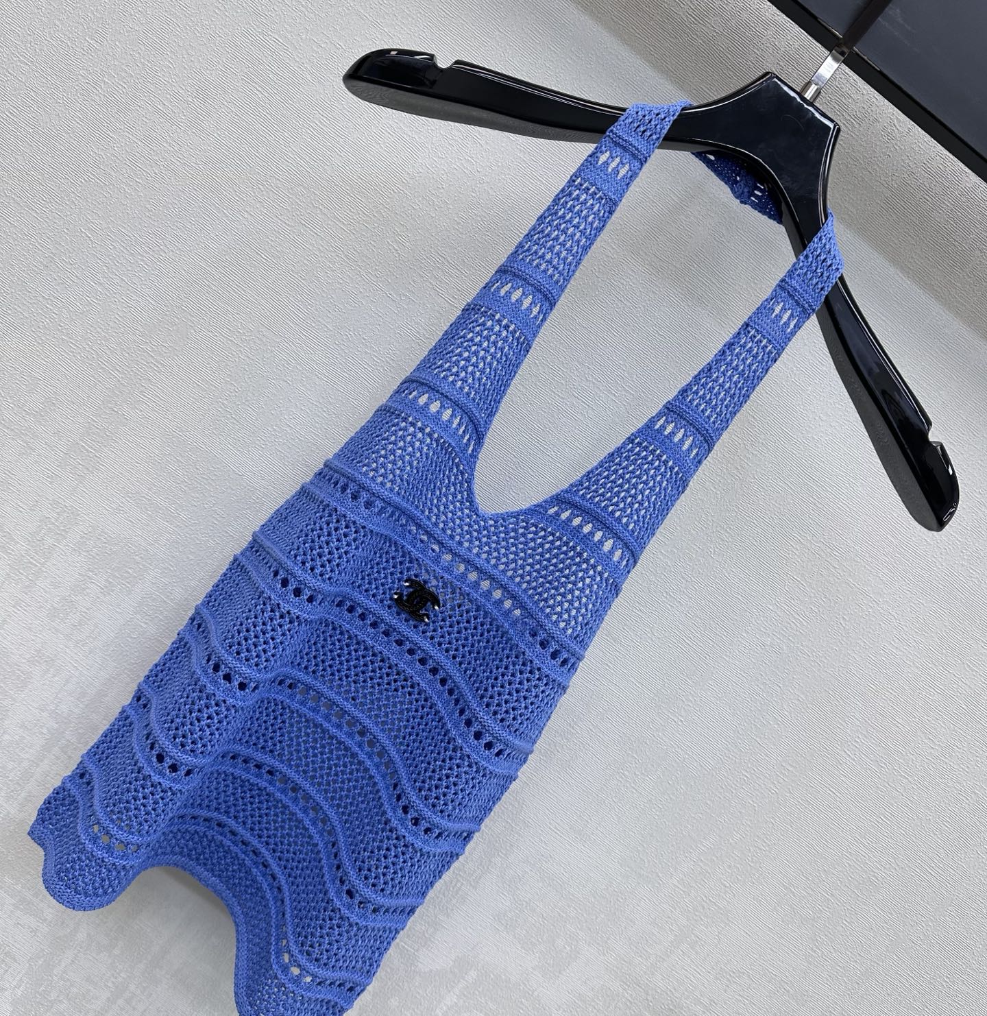 CC 26 Halter Neck Openwork Knit Vest Blue in Wool 385353
