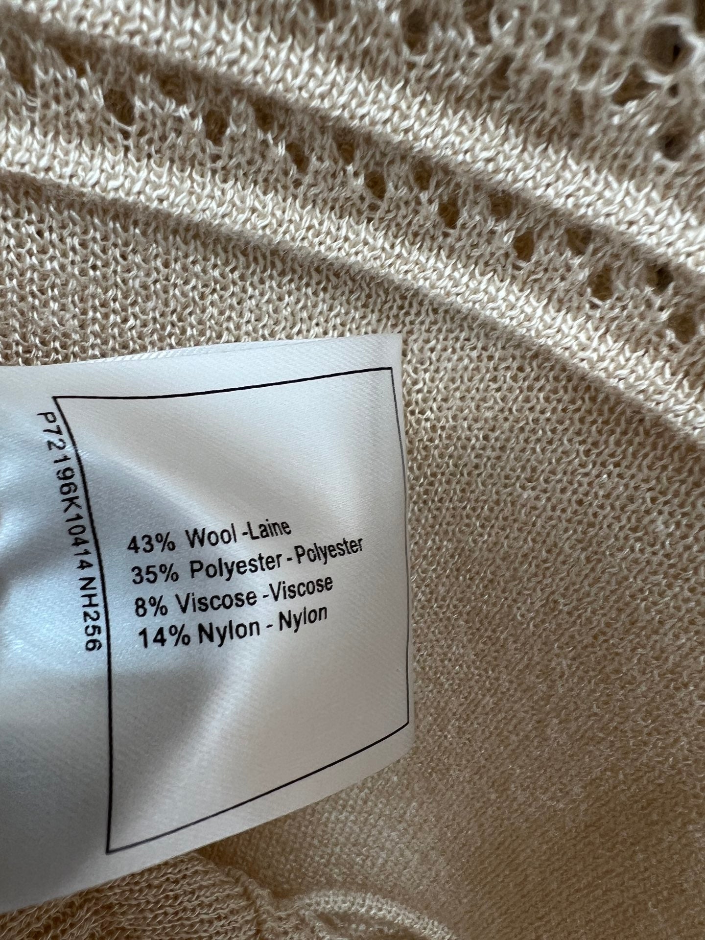 CC 26 Twill Openwork Knit Top Sandy Beige in Wool 385750