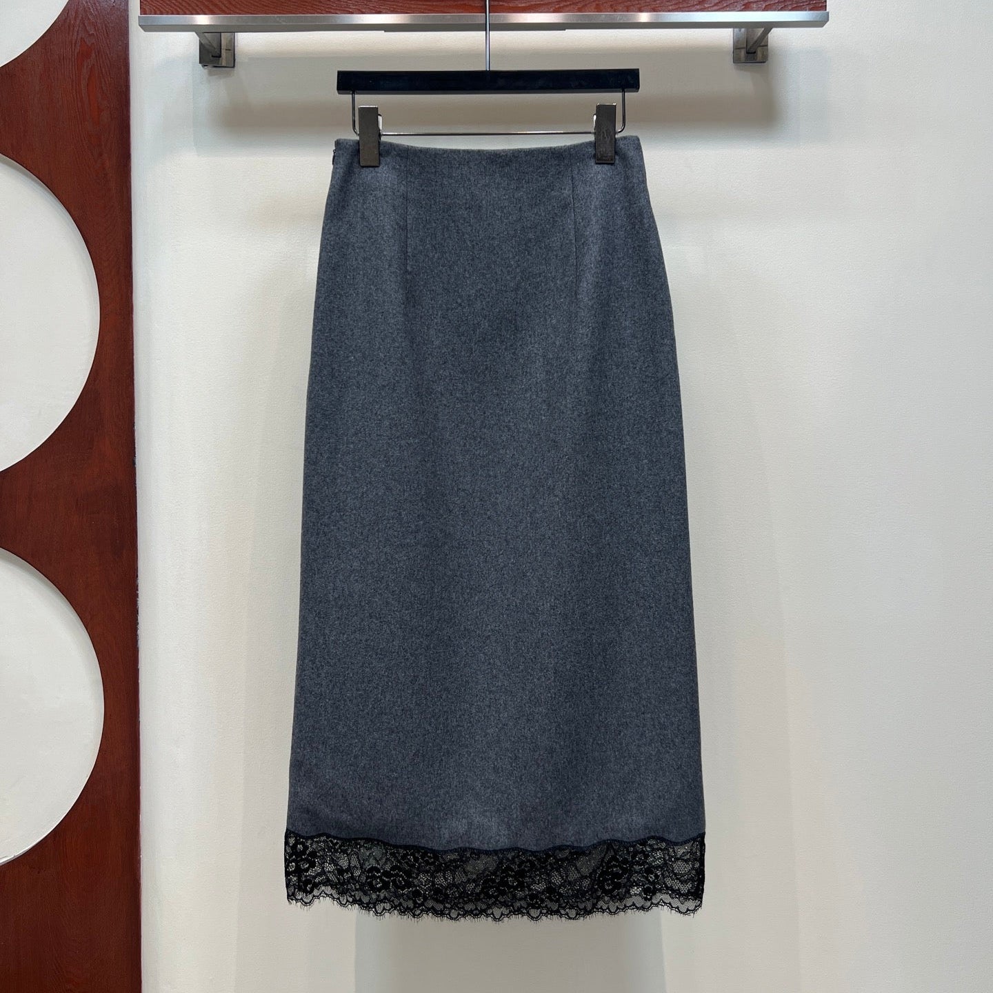 CD 26 Grey Lace Midi Skirt in Polyester 385785