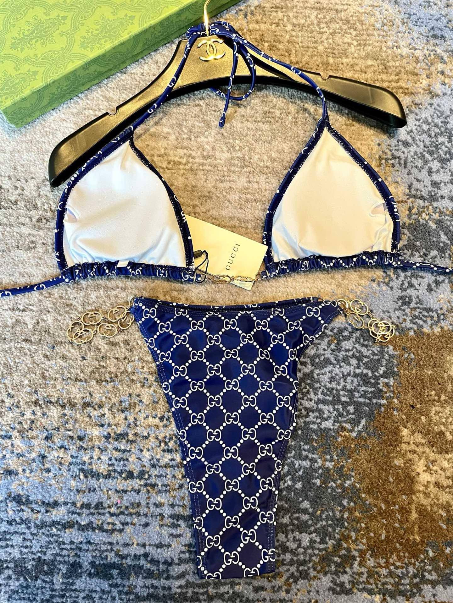 GG 26s Swimsuit Featuring Blue Gold Chain Link in Polyamide 241846