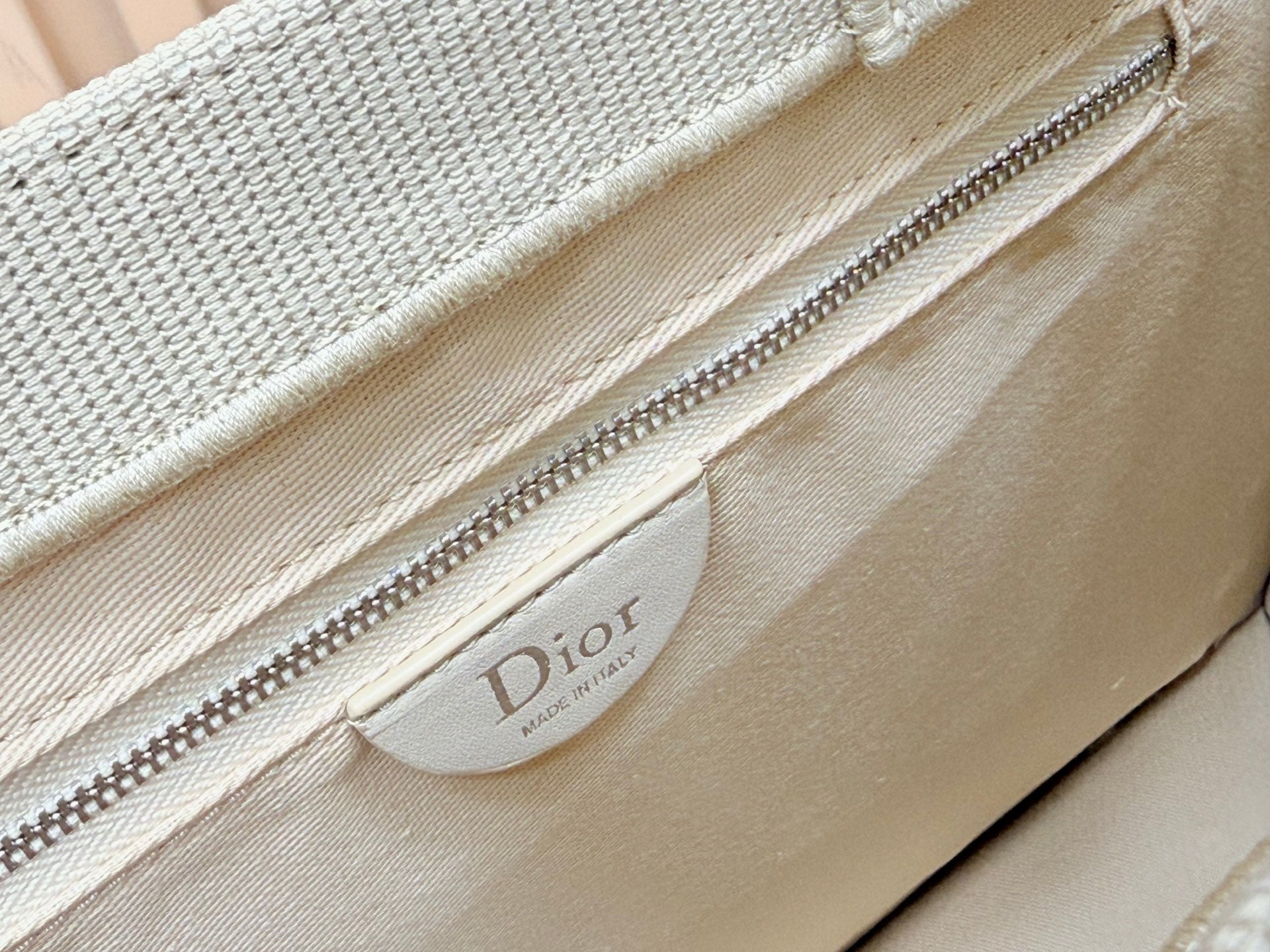 CD Book Tote Bag with Strap Beige in Embroidery 155367
