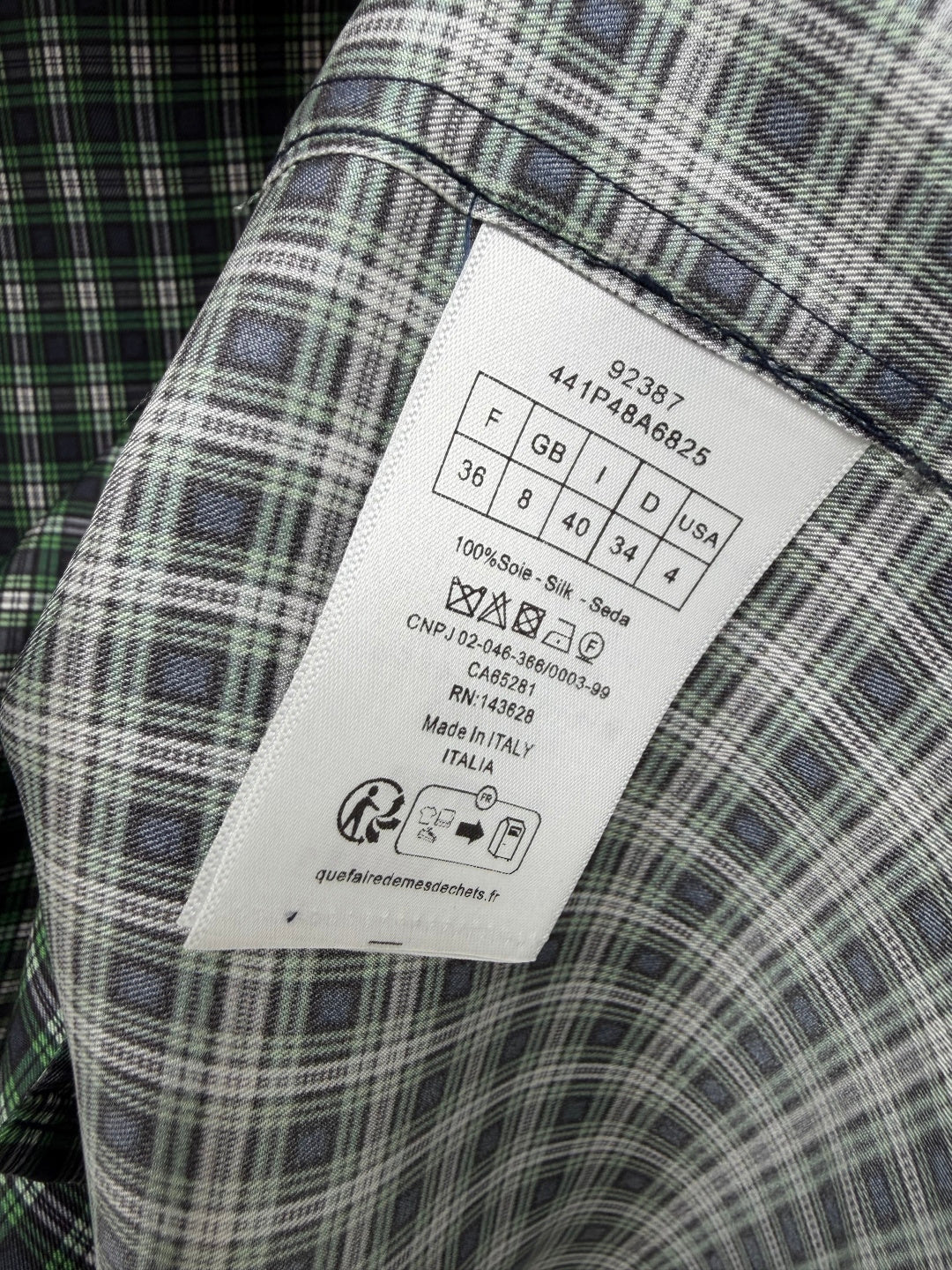 CD 26 Green Plaid Bow Tie Silk Shirt in Silk 386514