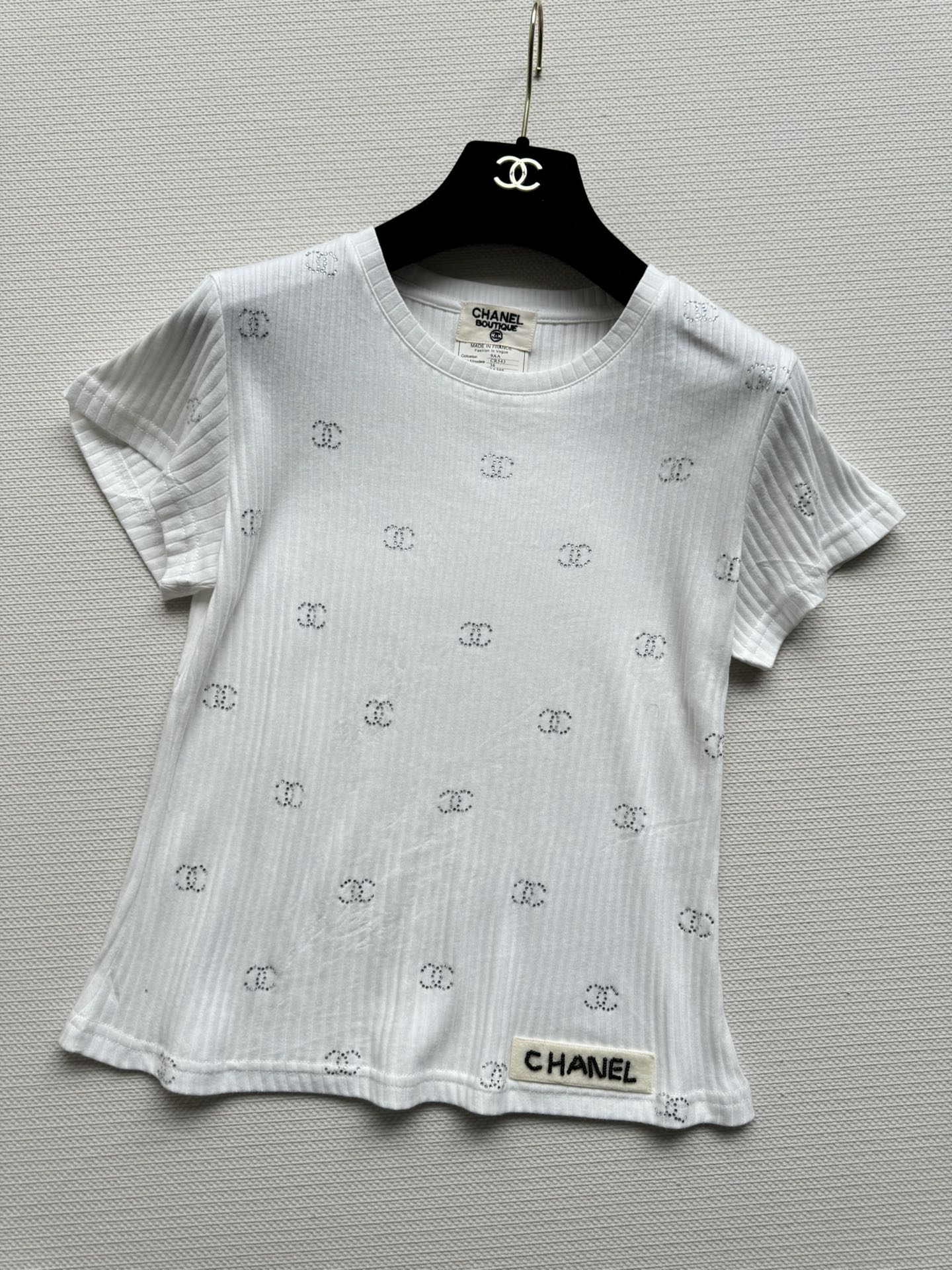 CC Neck Short-sleeve top White in Cotton 387729