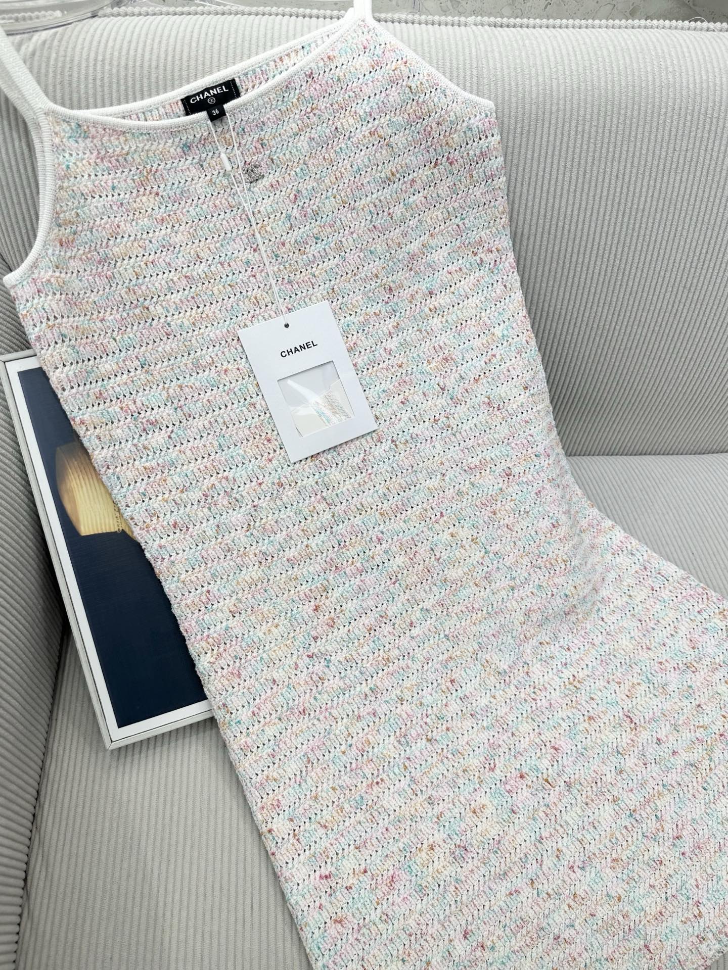 CC 26 Colorful Yarn Knitted Slip Dress in Wool 387530