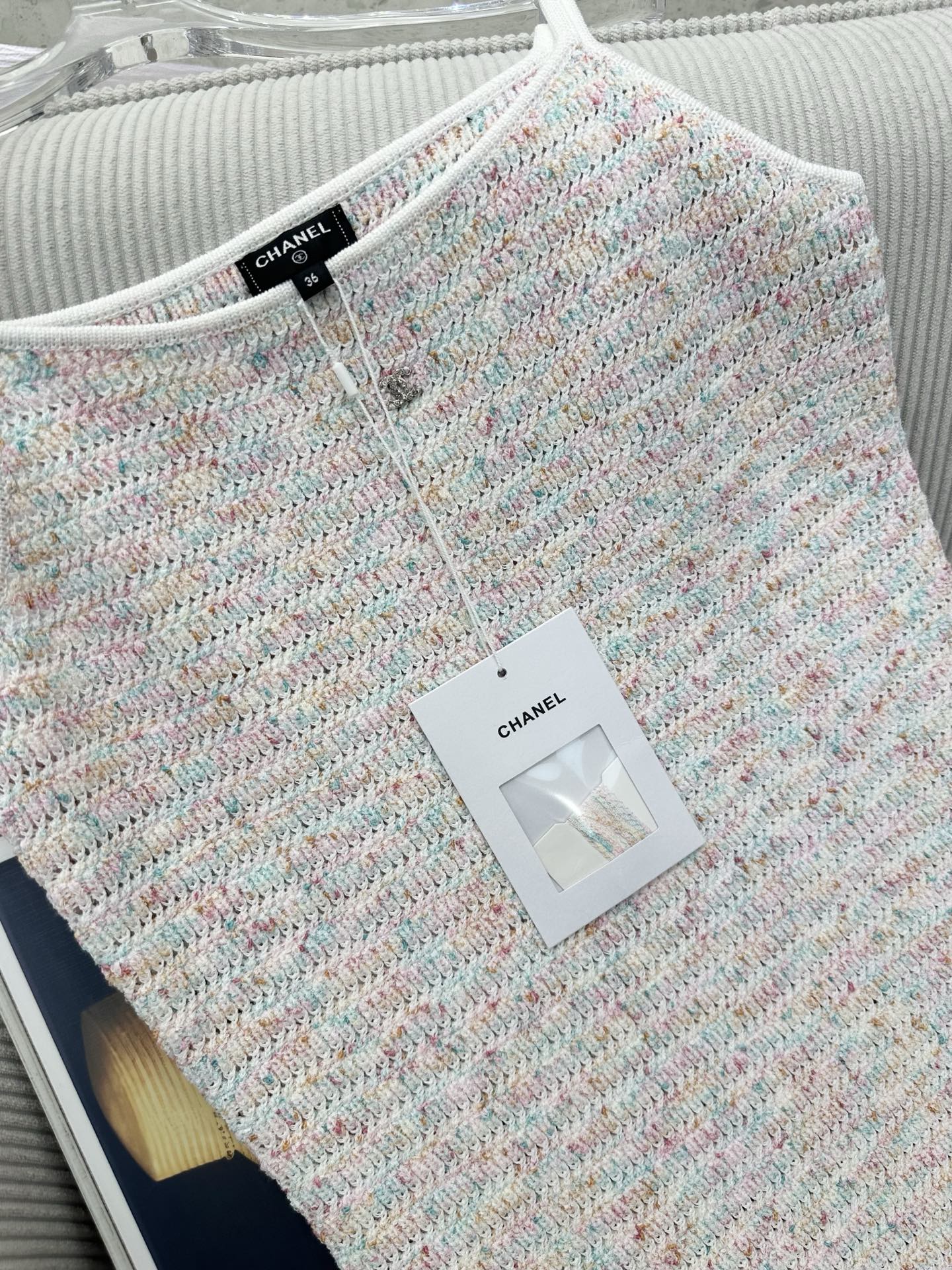 CC 26 Colorful Yarn Knitted Slip Dress in Wool 387530