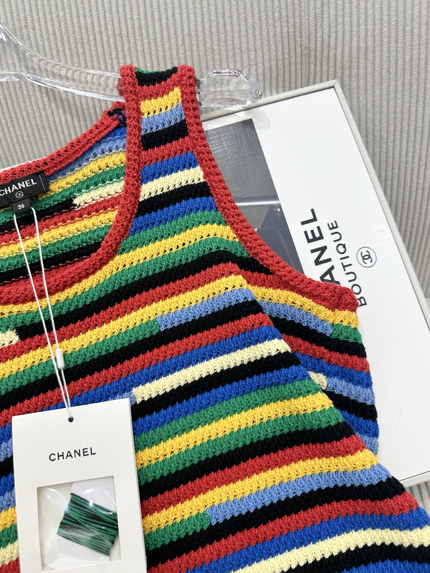 CC 26 Colorful Striped Tassel Knitted Vest/Pad Top in Cotton 387519