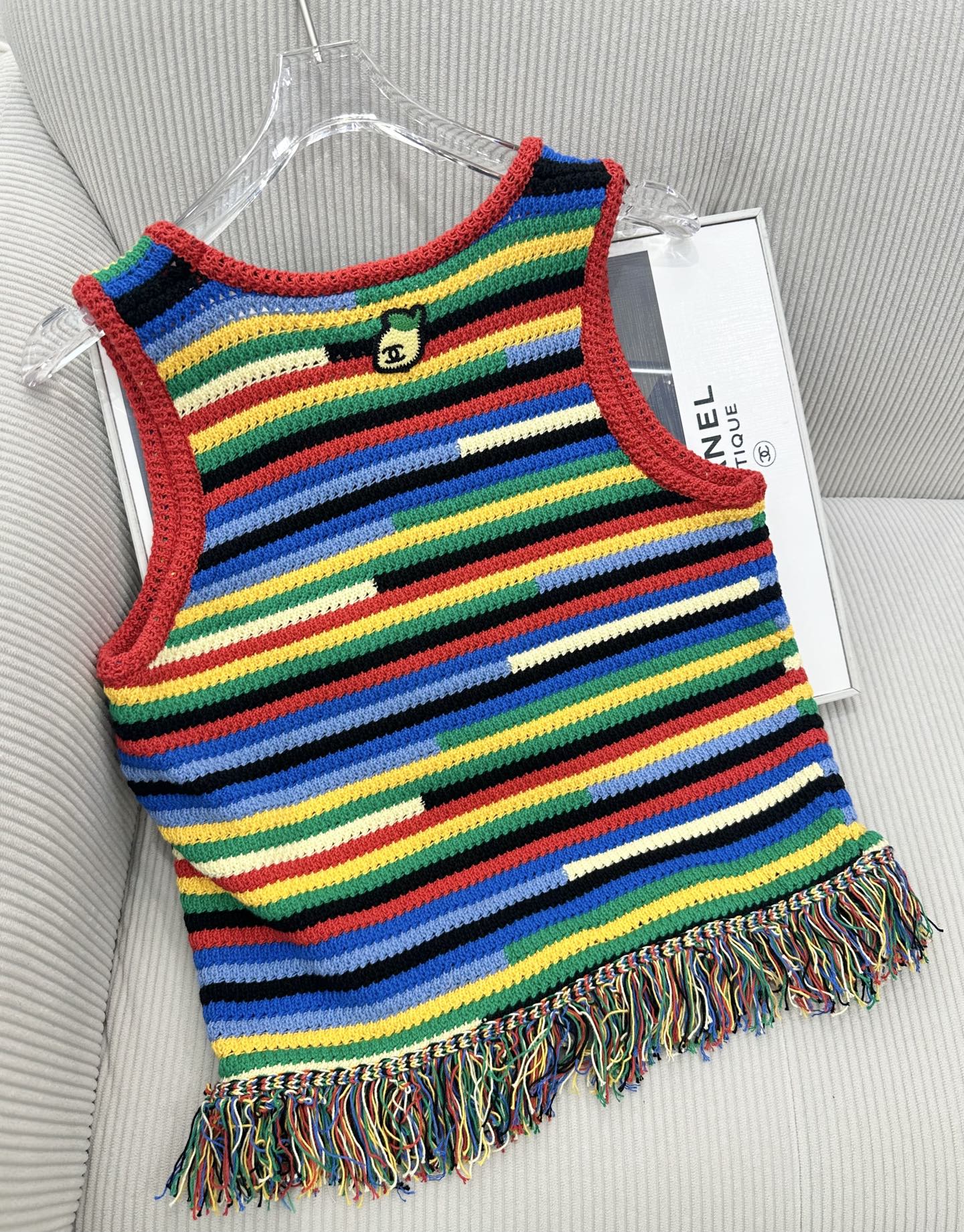 CC 26 Colorful Striped Tassel Knitted Vest/Pad Top in Cotton 387519