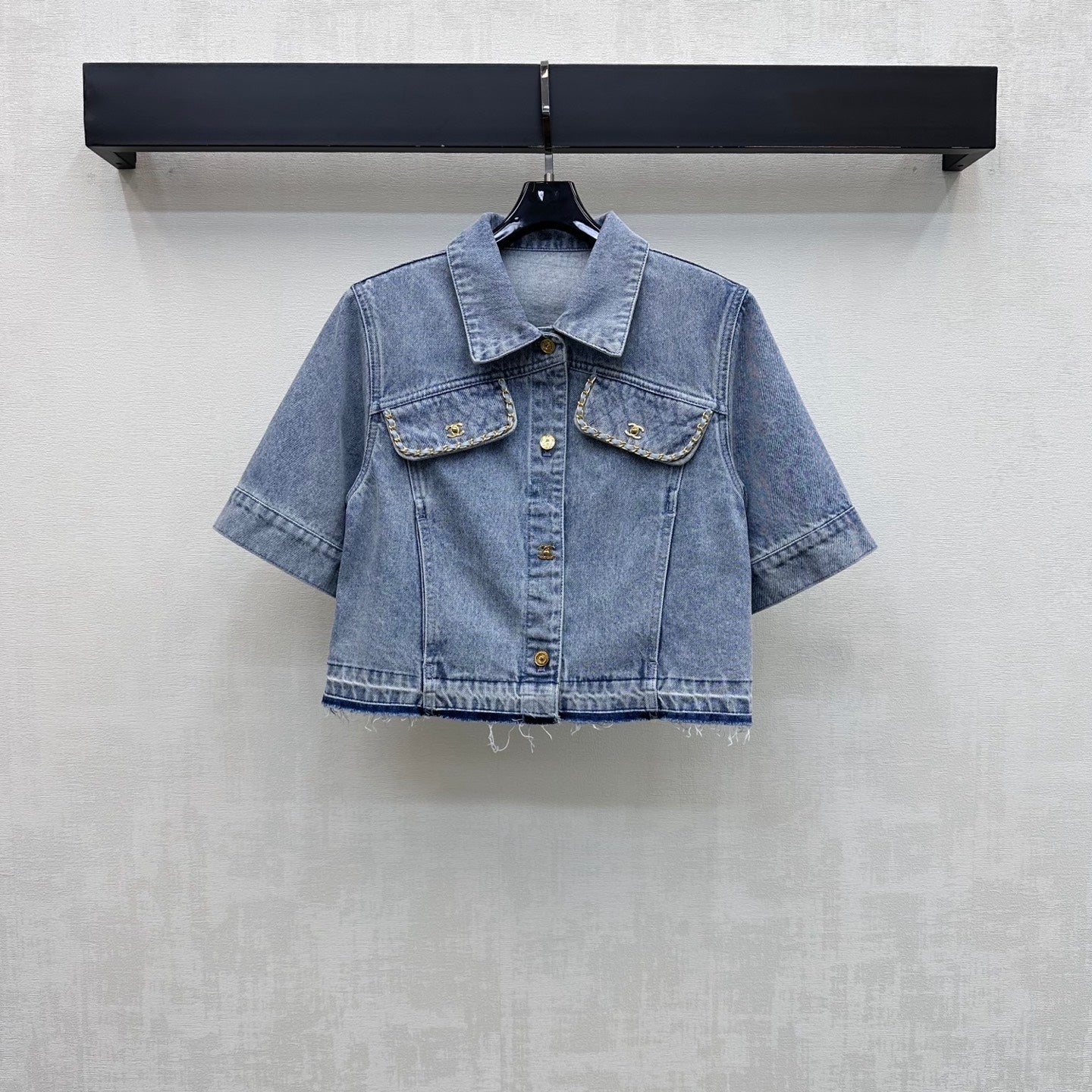 CC 26 Fringed Denim Shirt in Cotton 389537
