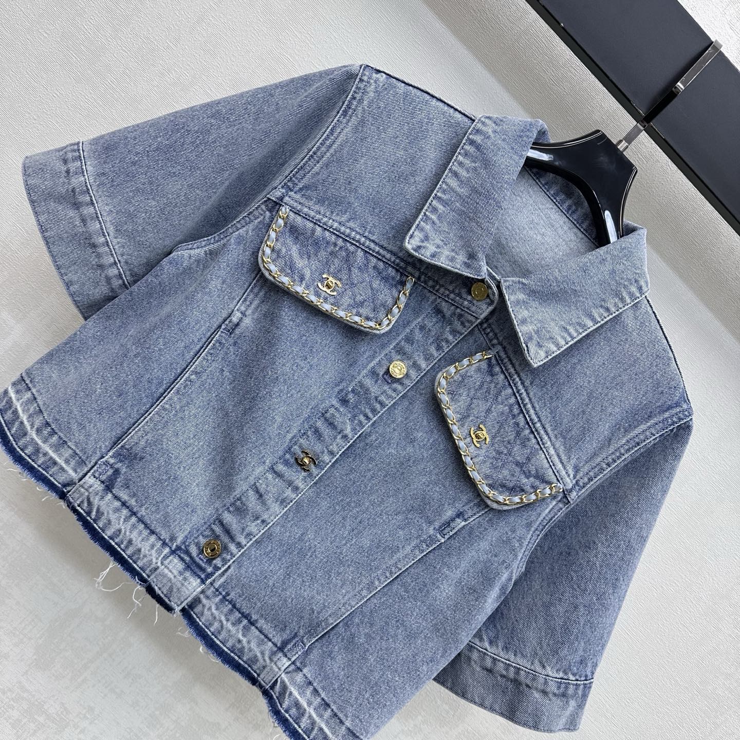 CC 26 Fringed Denim Shirt in Cotton 389537