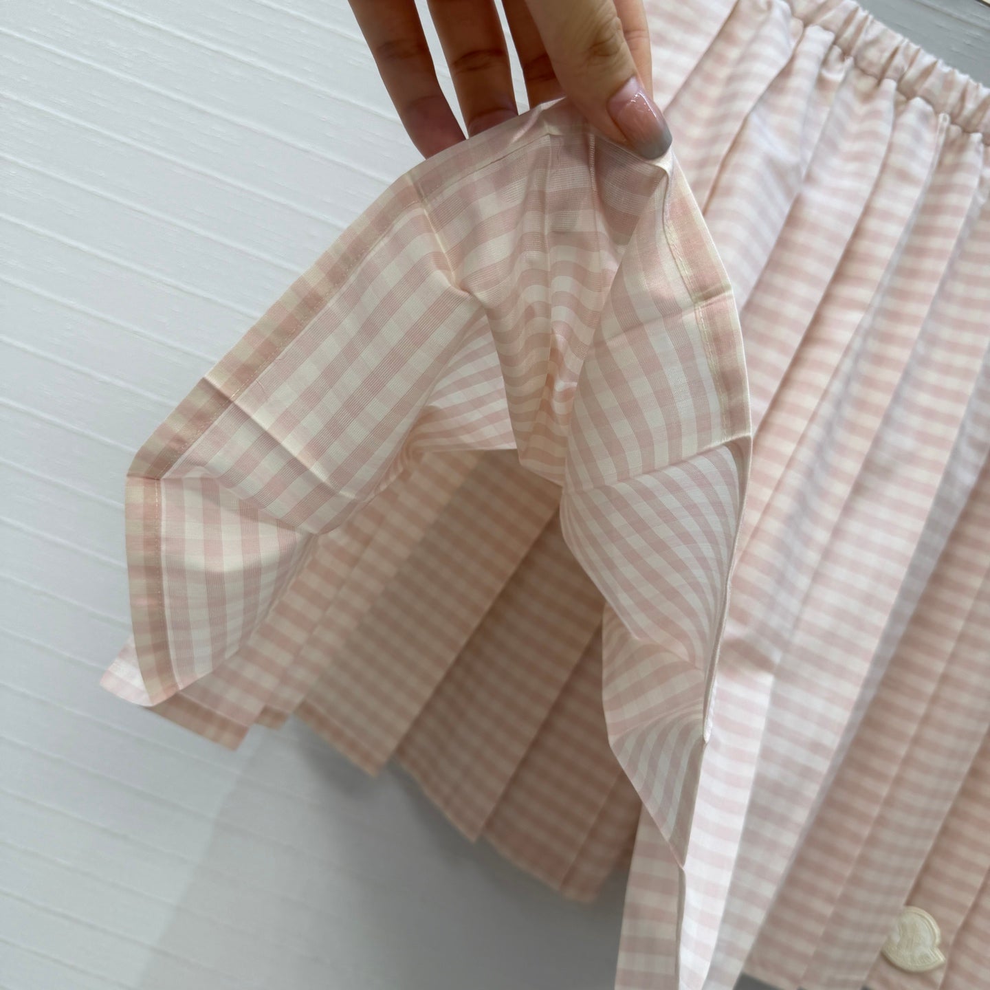 Moncler 26 Check Pleated Midi Skirt Light Pink in Cotton 389743