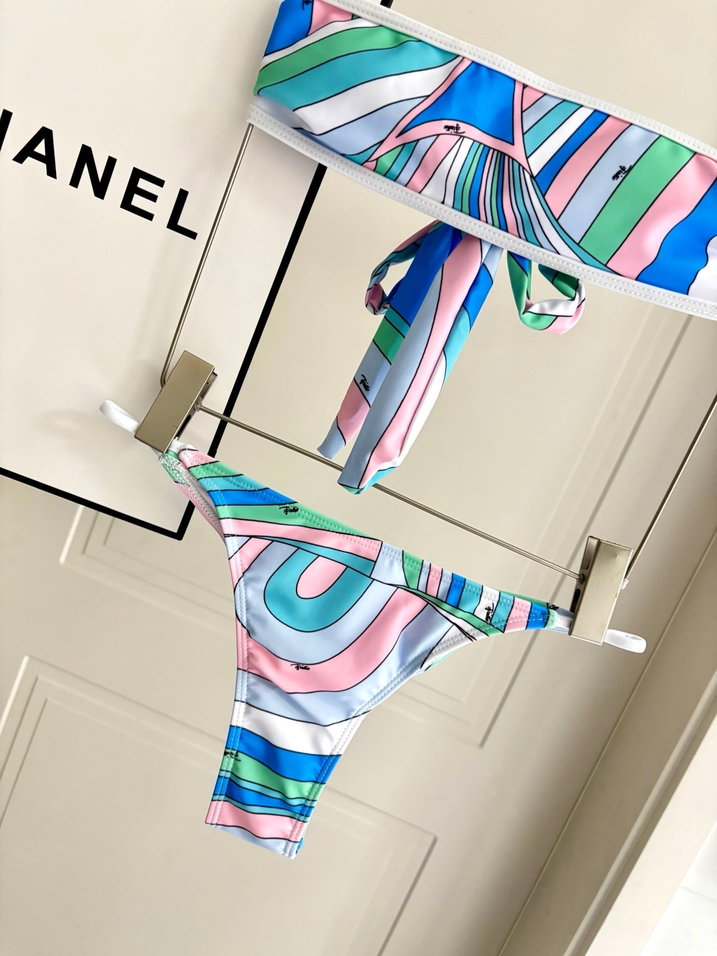 Pucci 3-Piece Swimwear Set Blue Pink Green Marmo Print 240264
