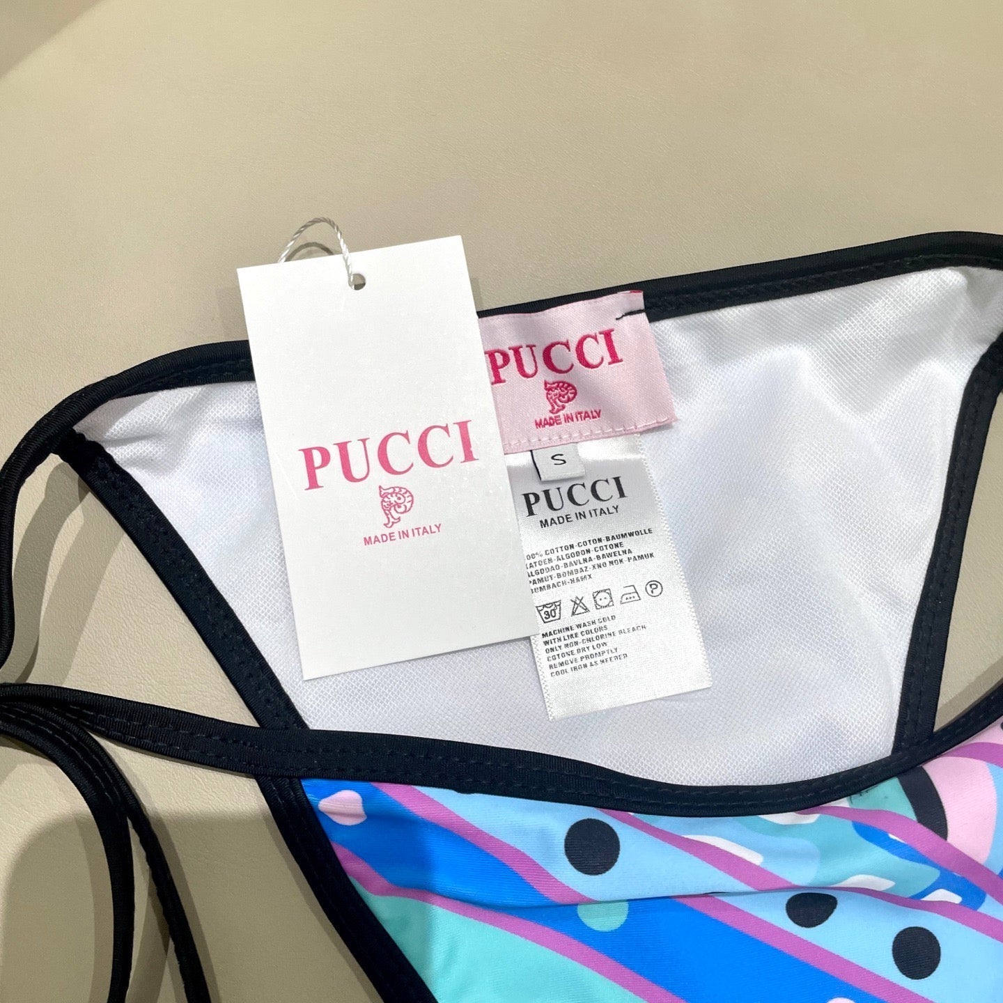 Pucci 3-Piece Swimwear Set Blue Pink Green Marmo Print 149631