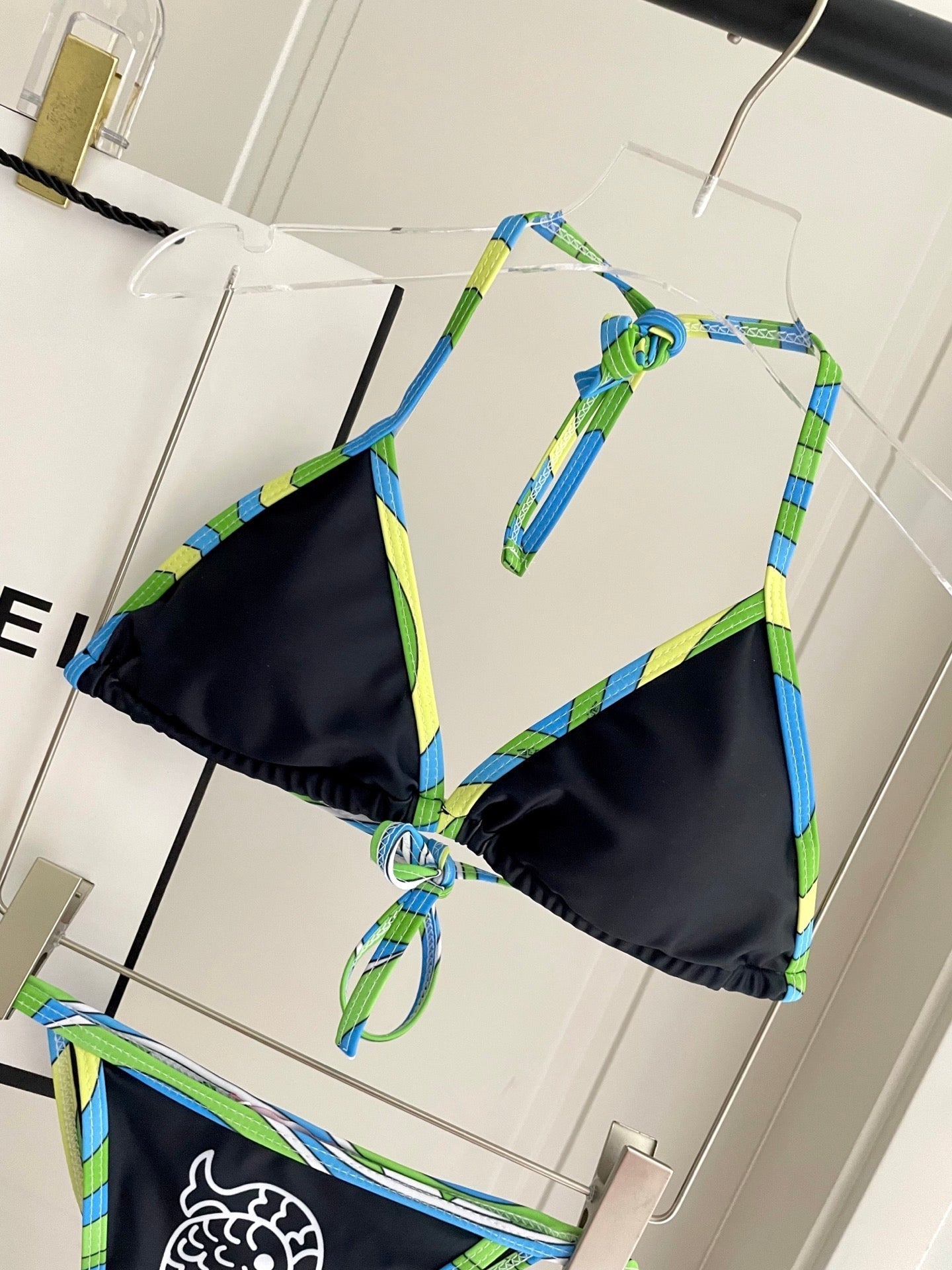 Pucci Multicolor Print Two-Piece Bikini Black Cotton Blend 149639