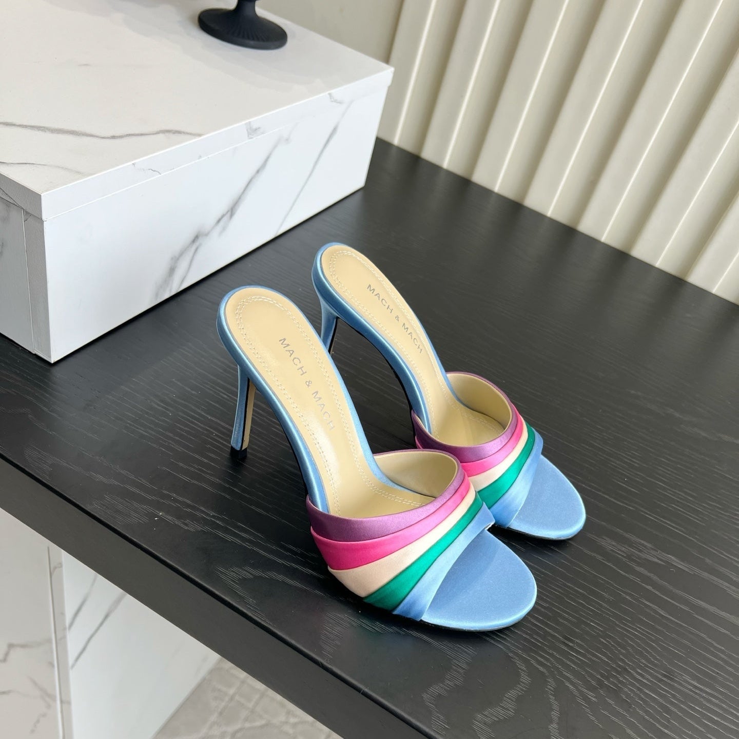 Mach Sandals 9.5cm Blue Ombre Satin 851917
