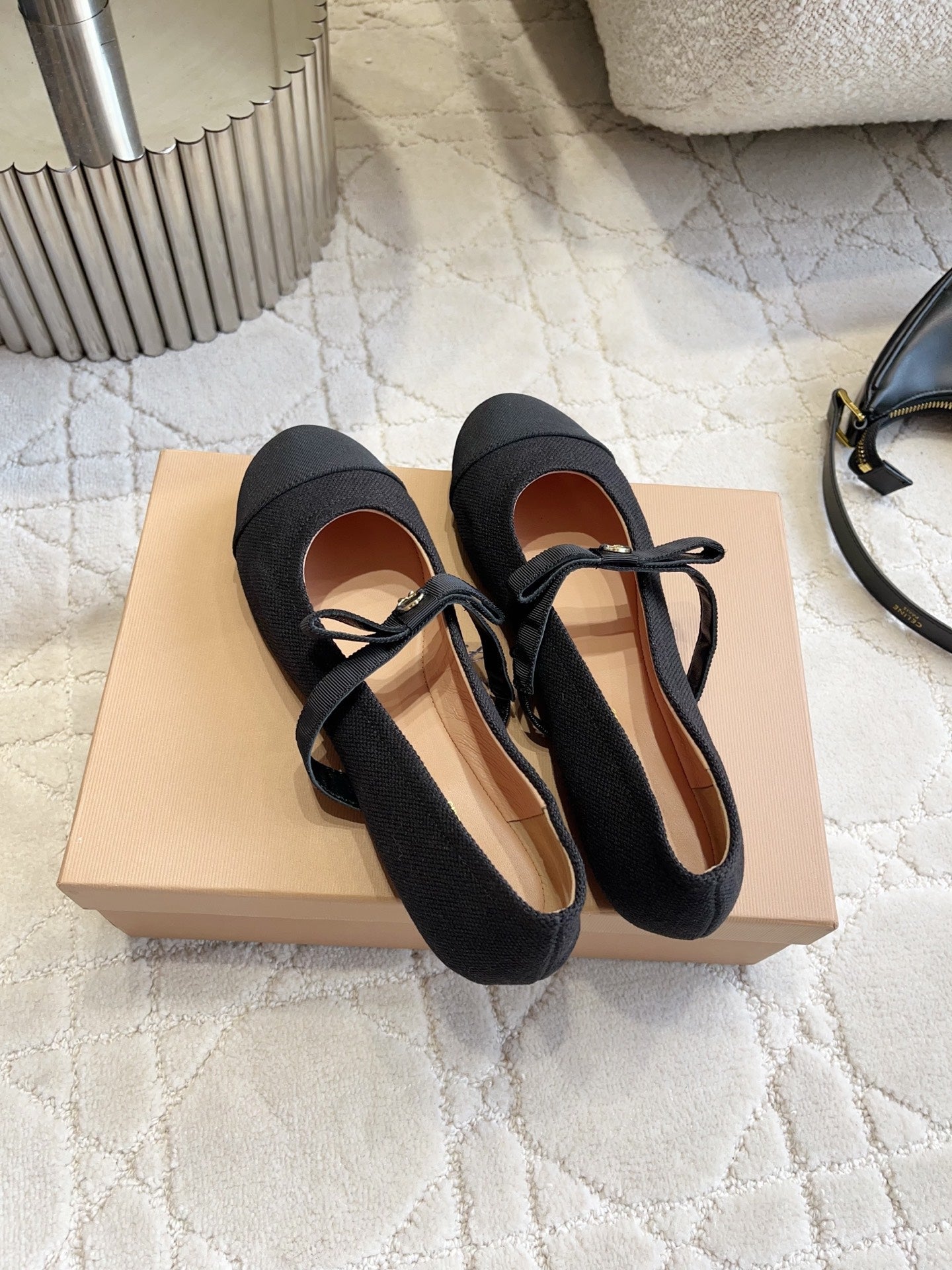GR Mary Jane Flats Black Lambskin & Fabric 851887