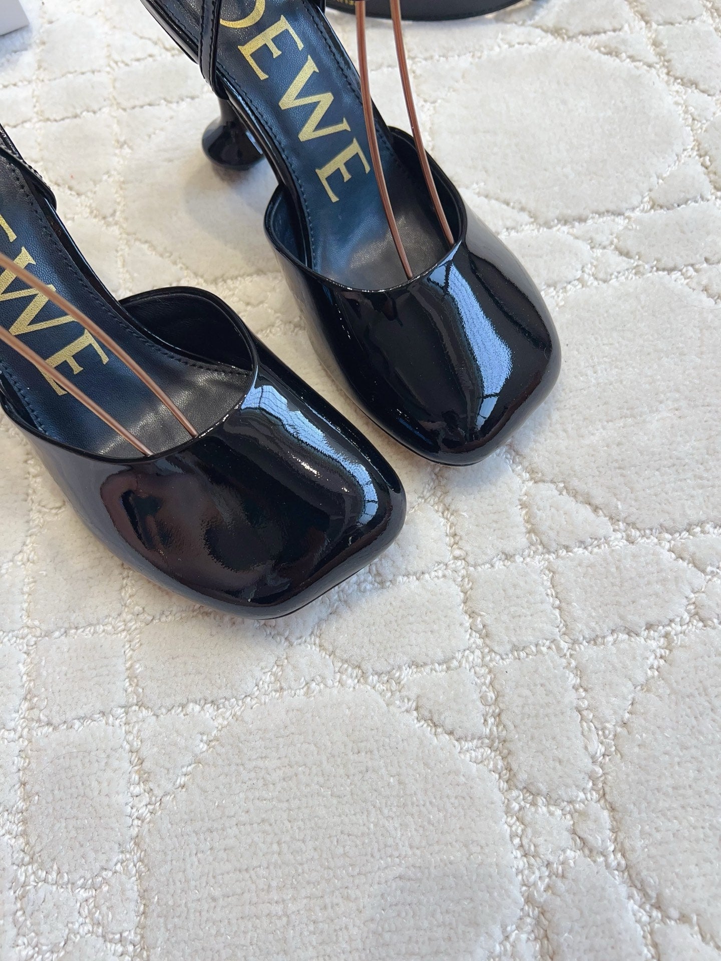 Loew Toy Square-Toe Pumps 10cm Black Patent Leather 851642