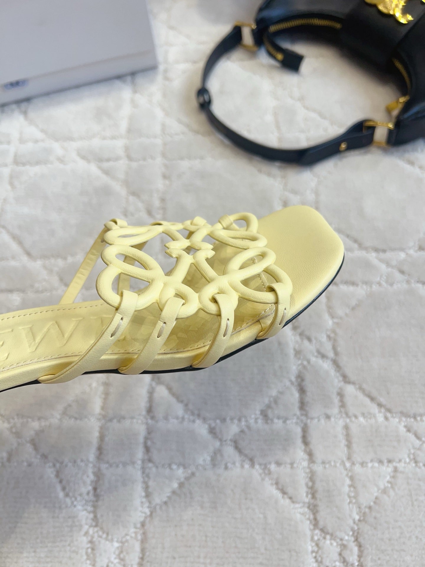 Loew Woven Square-Toe Sandals 3.5cm Yellow Lambskin 851674
