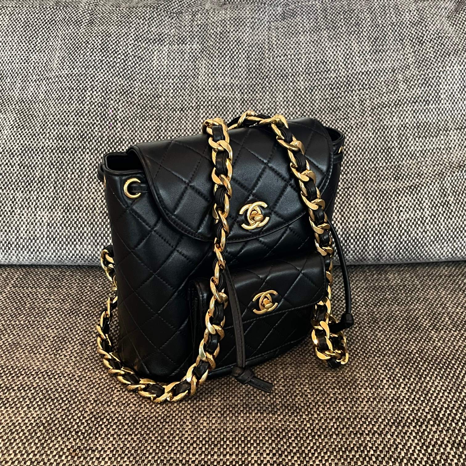 CC Mini Duma Backpack 21cm Black Lambskin