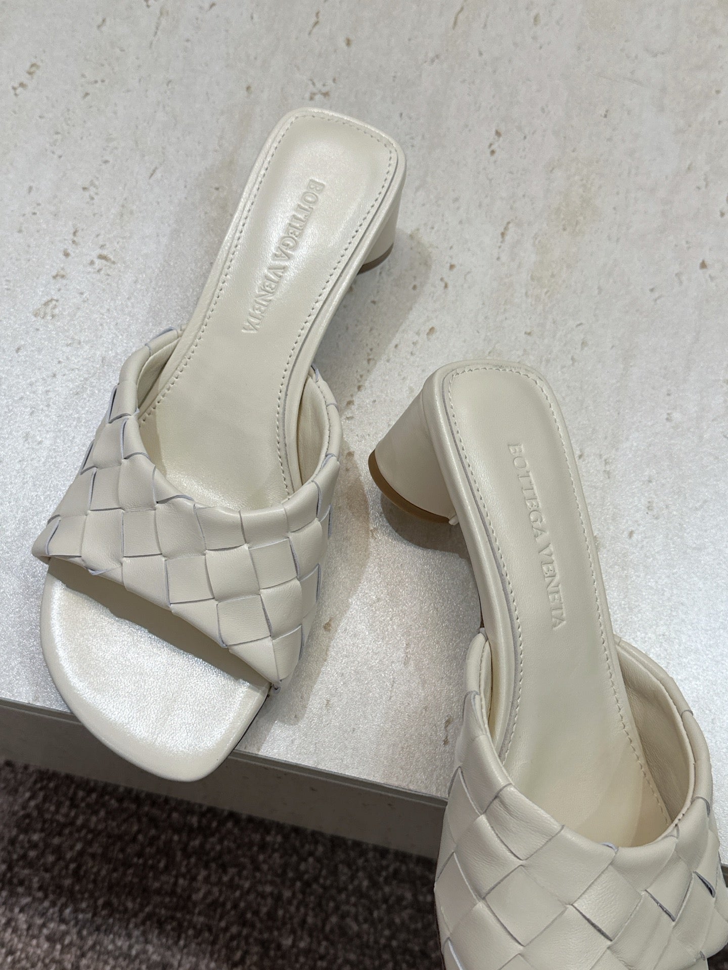 BV 26s Blink Intrecciato Mules 4.5cm Cream Leather 896575
