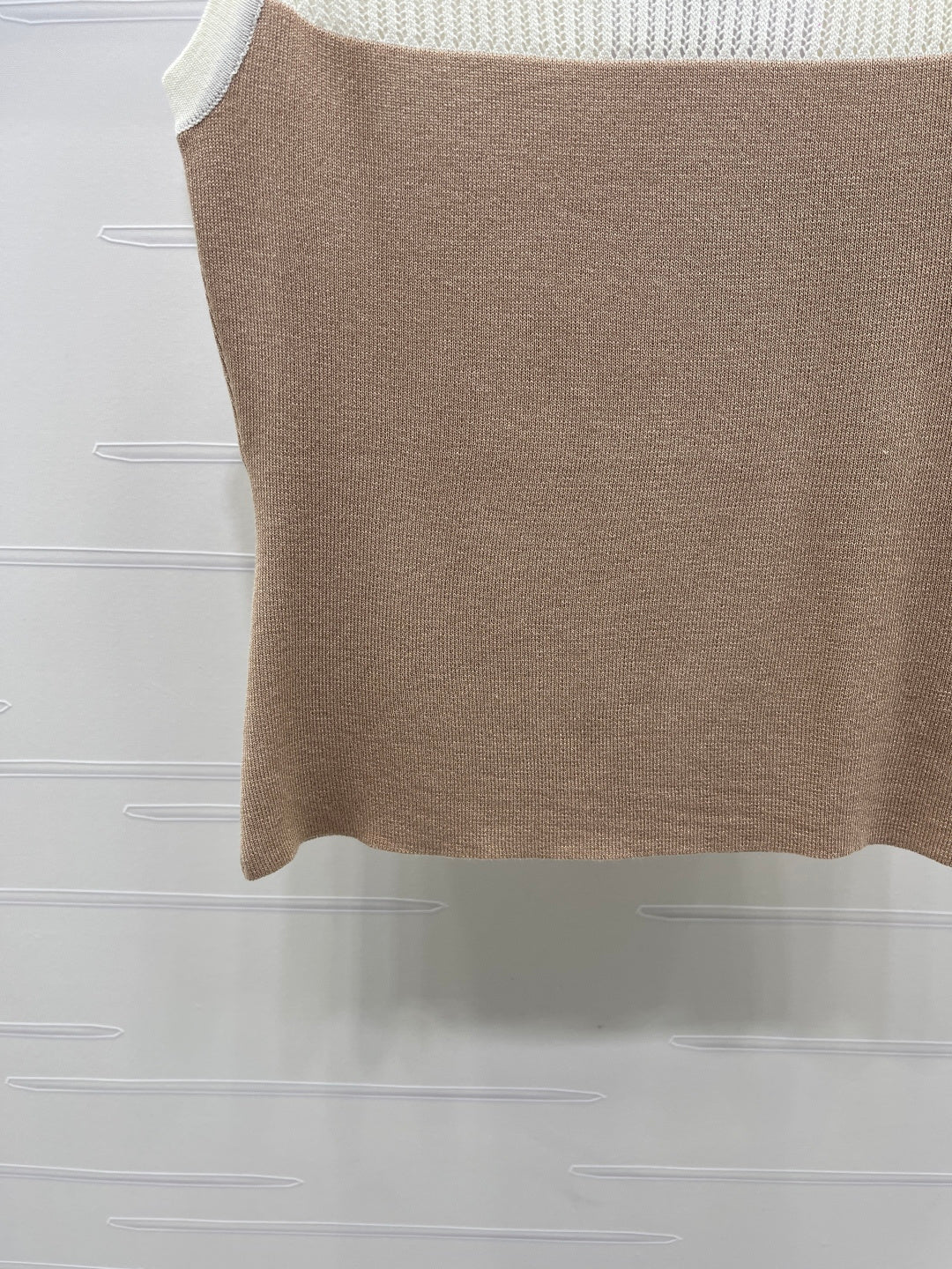 CC Crystal Camellia Tank Top Beige Brown Wool 406415