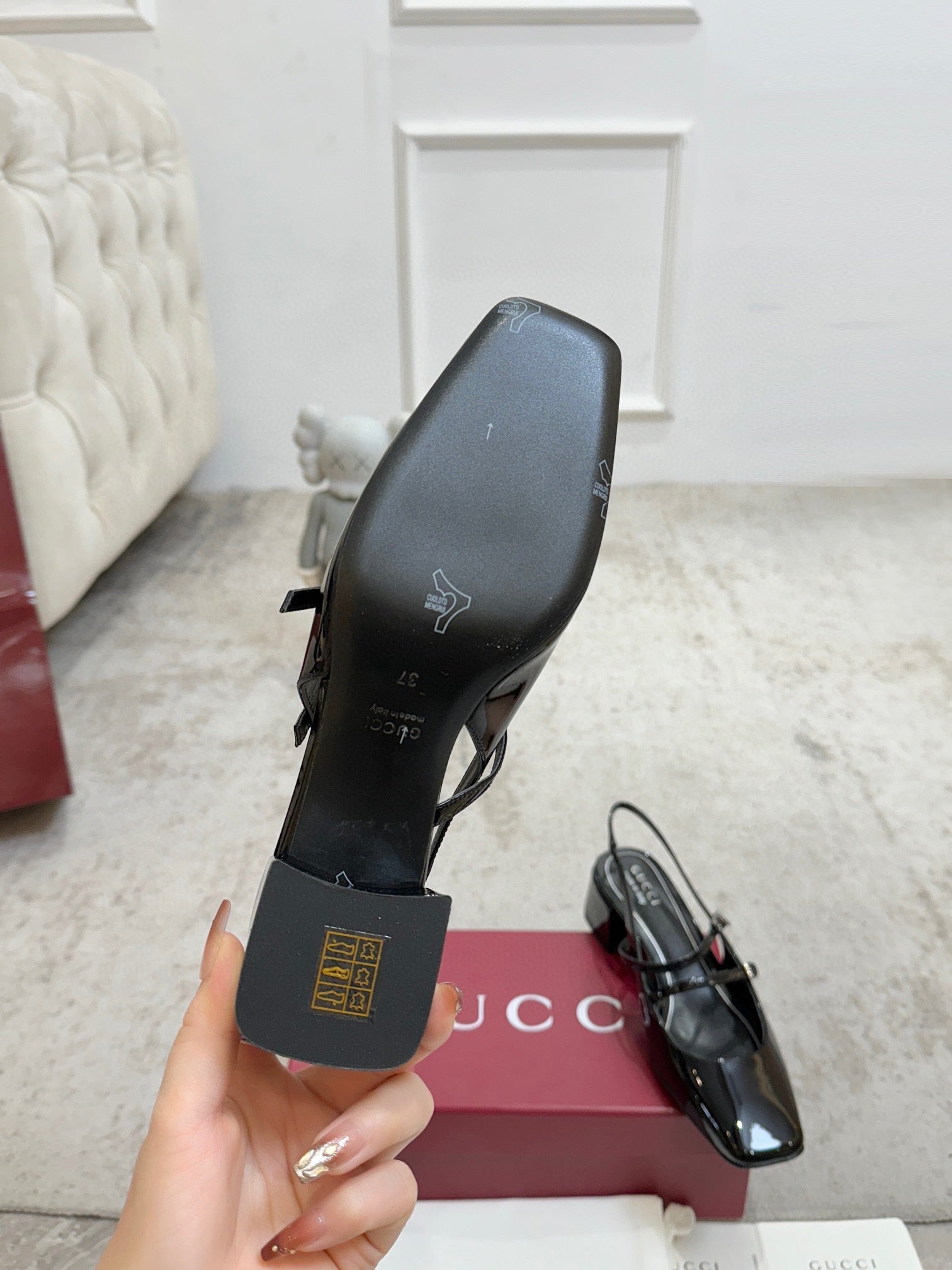 GG Double G Slingback Pumps 3.5cm Black Patent Leather 929216