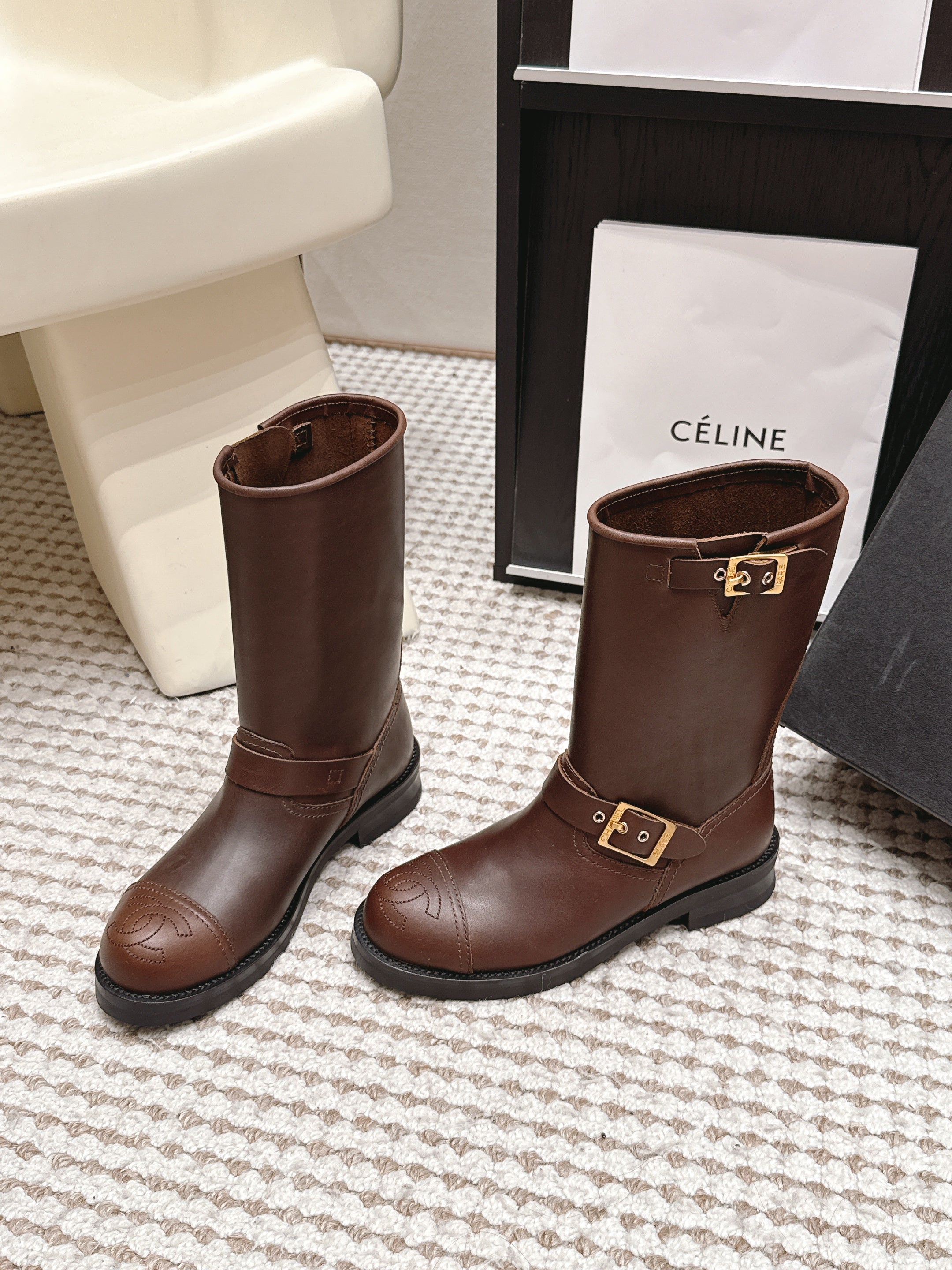 CC 26 Vintage Engineer Boots Brown Leather 930518
