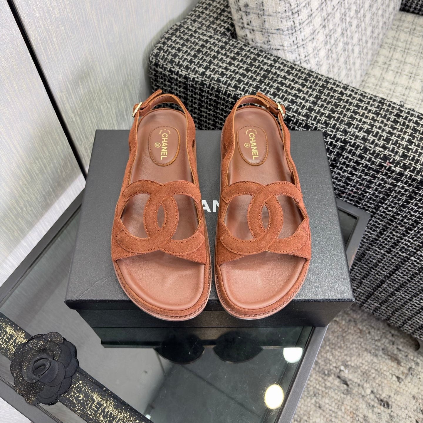 CC Sandals Brown Suede Leather 935907