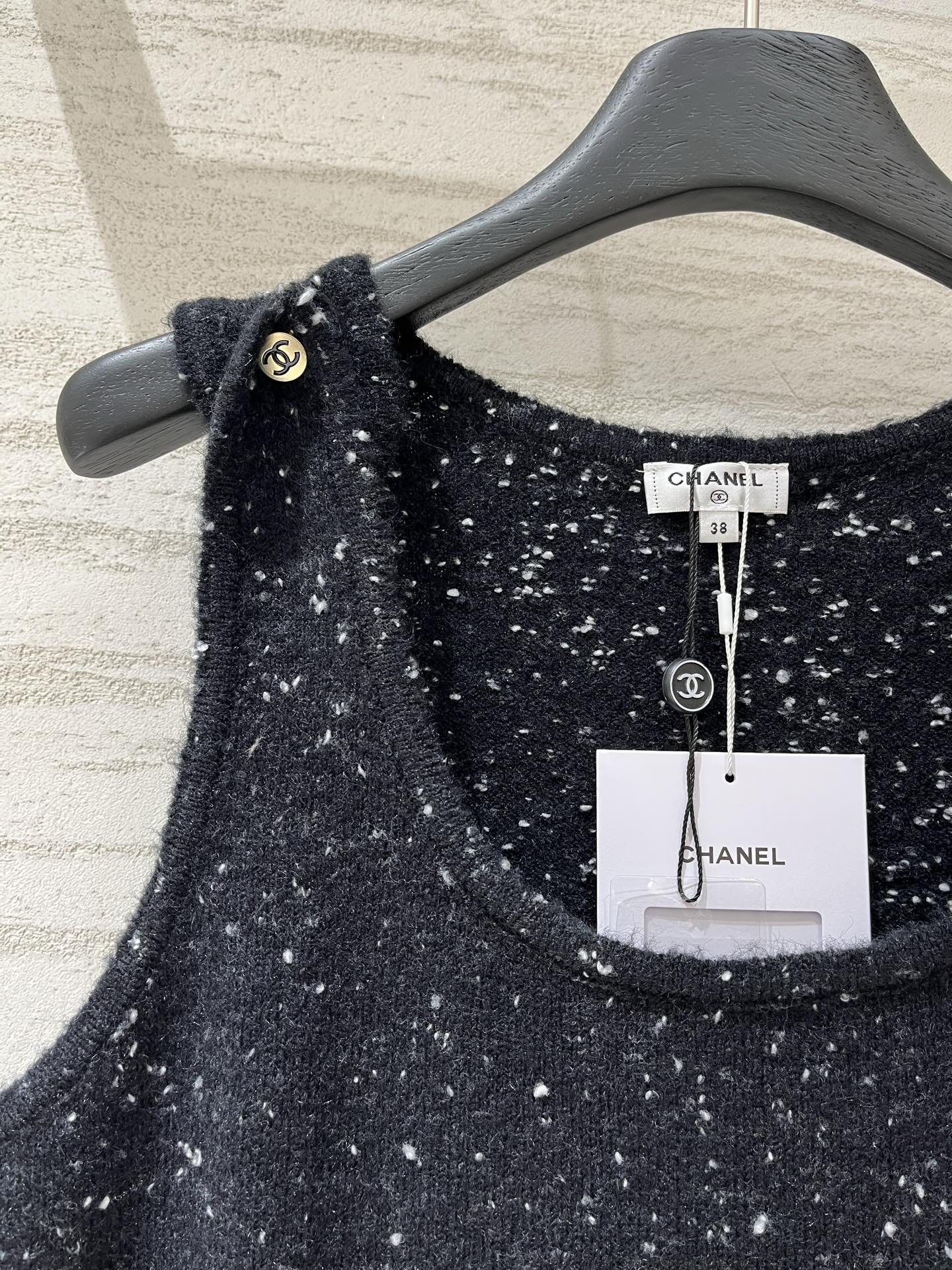 CC Button Shoulder Knit Tank Top 758932